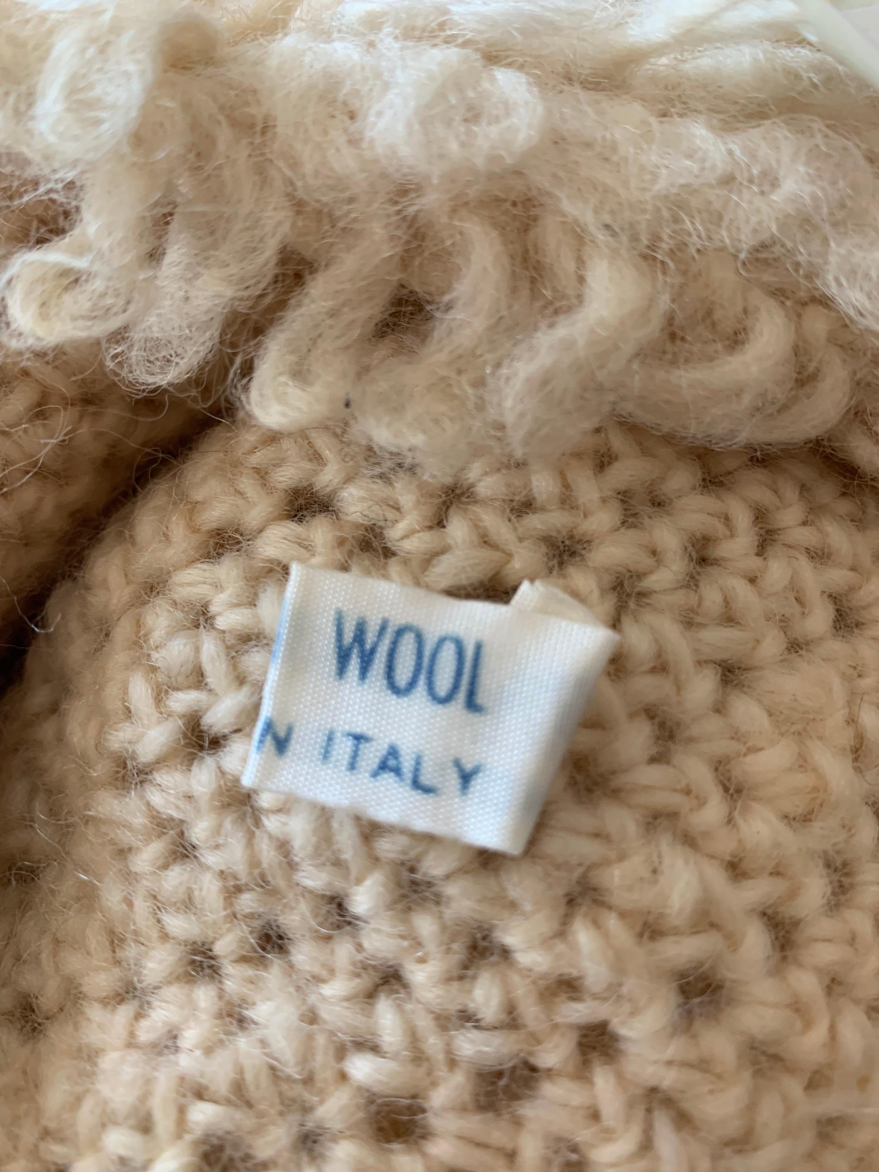 1960s I. Magnin Italian Made Cream Paillette Wool Crochet Peaked Hat 7