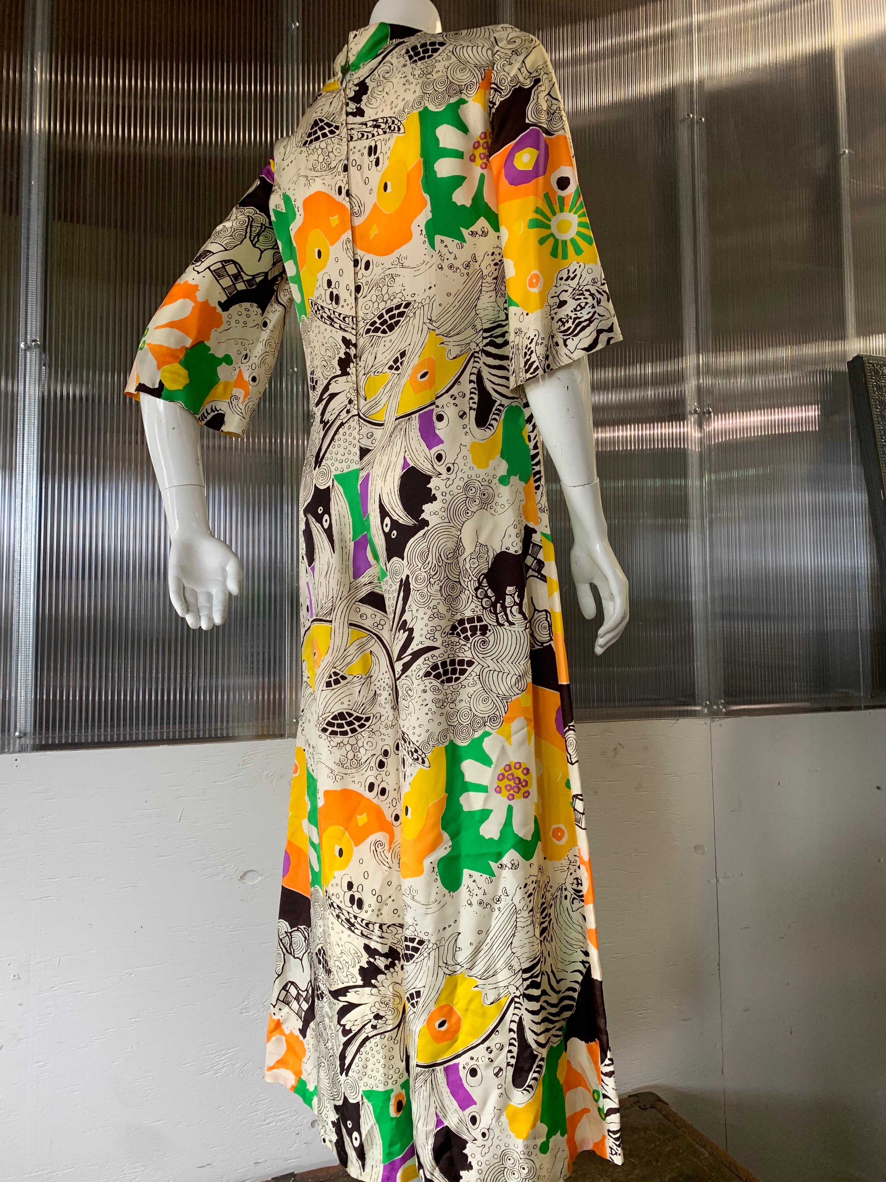 1960s I. Magnin Mod Cropped Jumpsuit in a Stylized Mod Floral Print 4