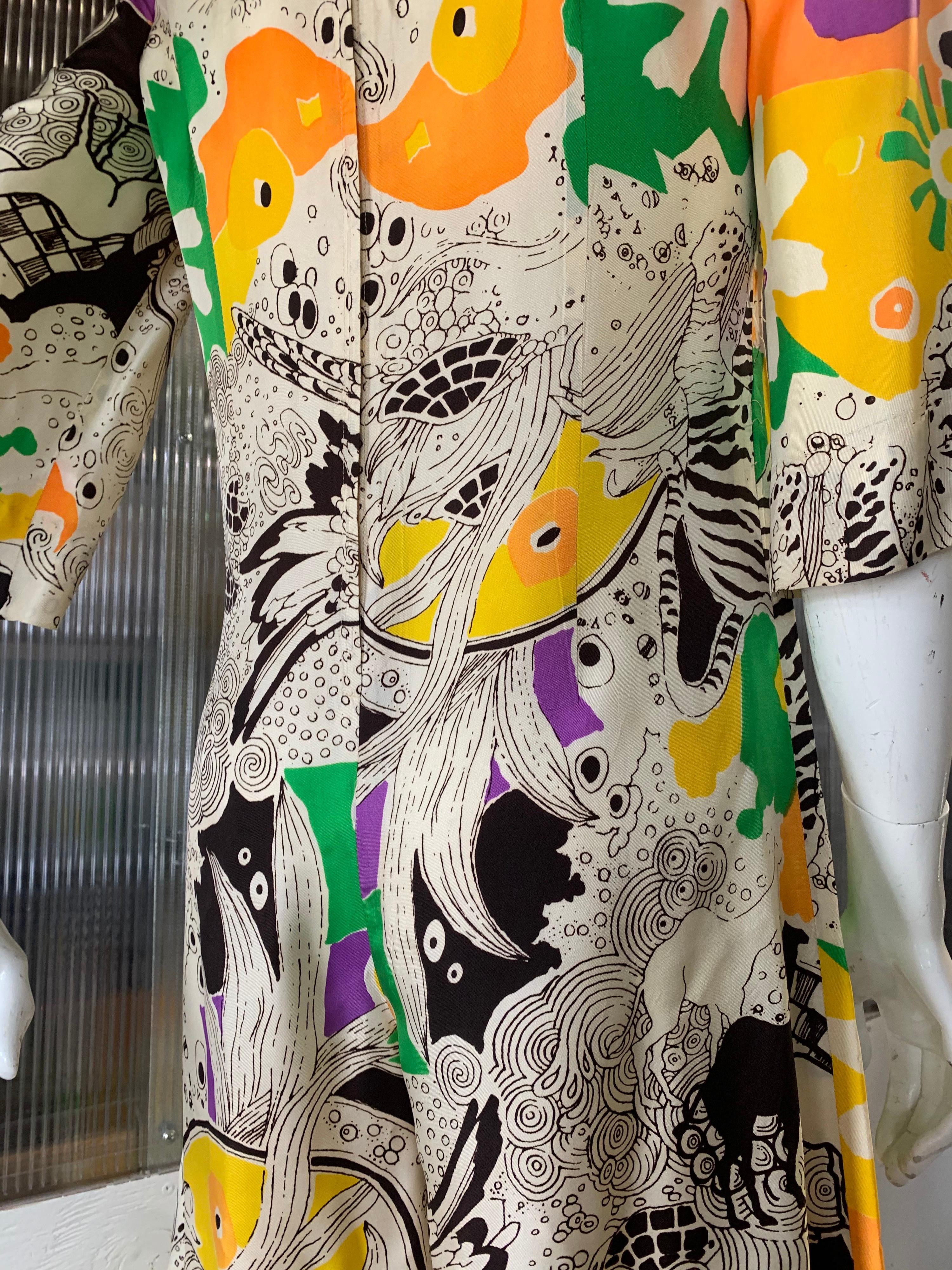1960s I. Magnin Mod Cropped Jumpsuit in a Stylized Mod Floral Print 5