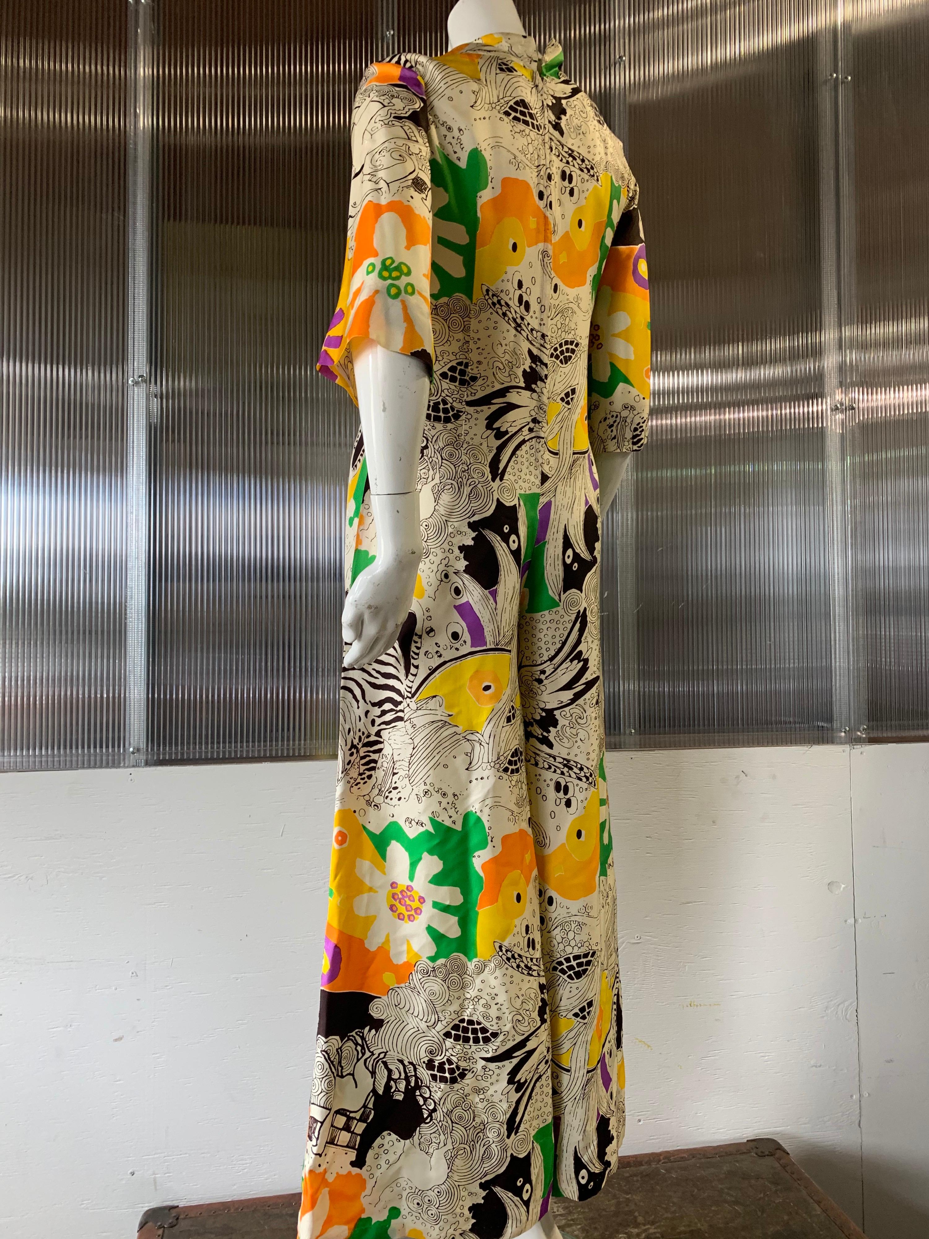 1960s I. Magnin Mod Cropped Jumpsuit in a Stylized Mod Floral Print 6
