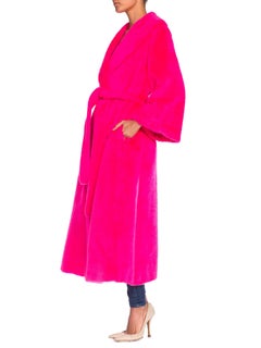 1960's I Magnin Neon Hot Pink Faux fur Wrap Coat