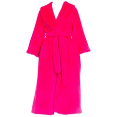 1960's I Magnin Neon Hot Pink Faux fur Wrap Coat