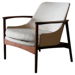 1960s Ib Kofod Larsen for Selig Walnut Easy Chair Elizabeth Horseshoe