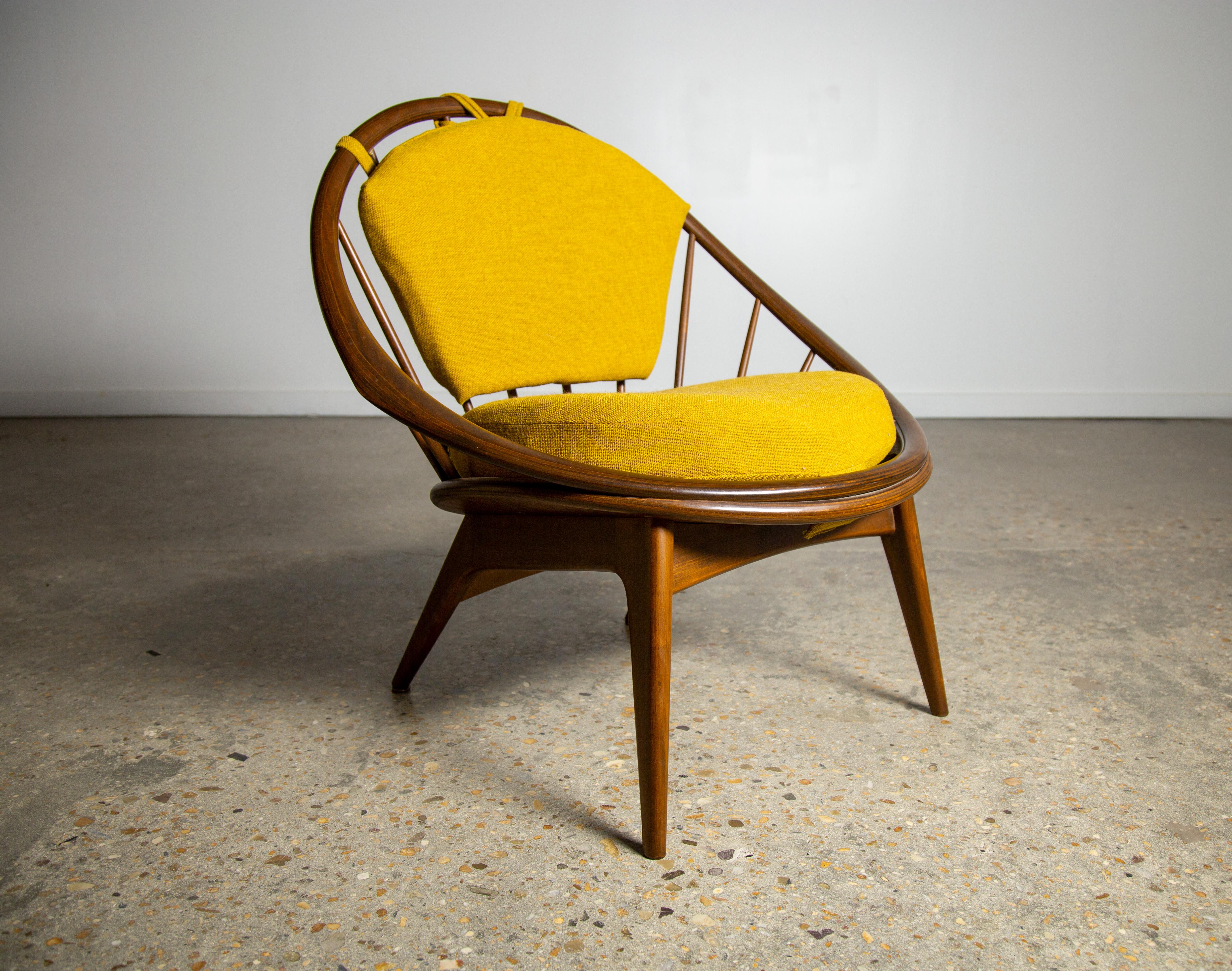 1960s Ib Kofod Larsen Hoop Chair for Selig in Birch and Danish Wool 5