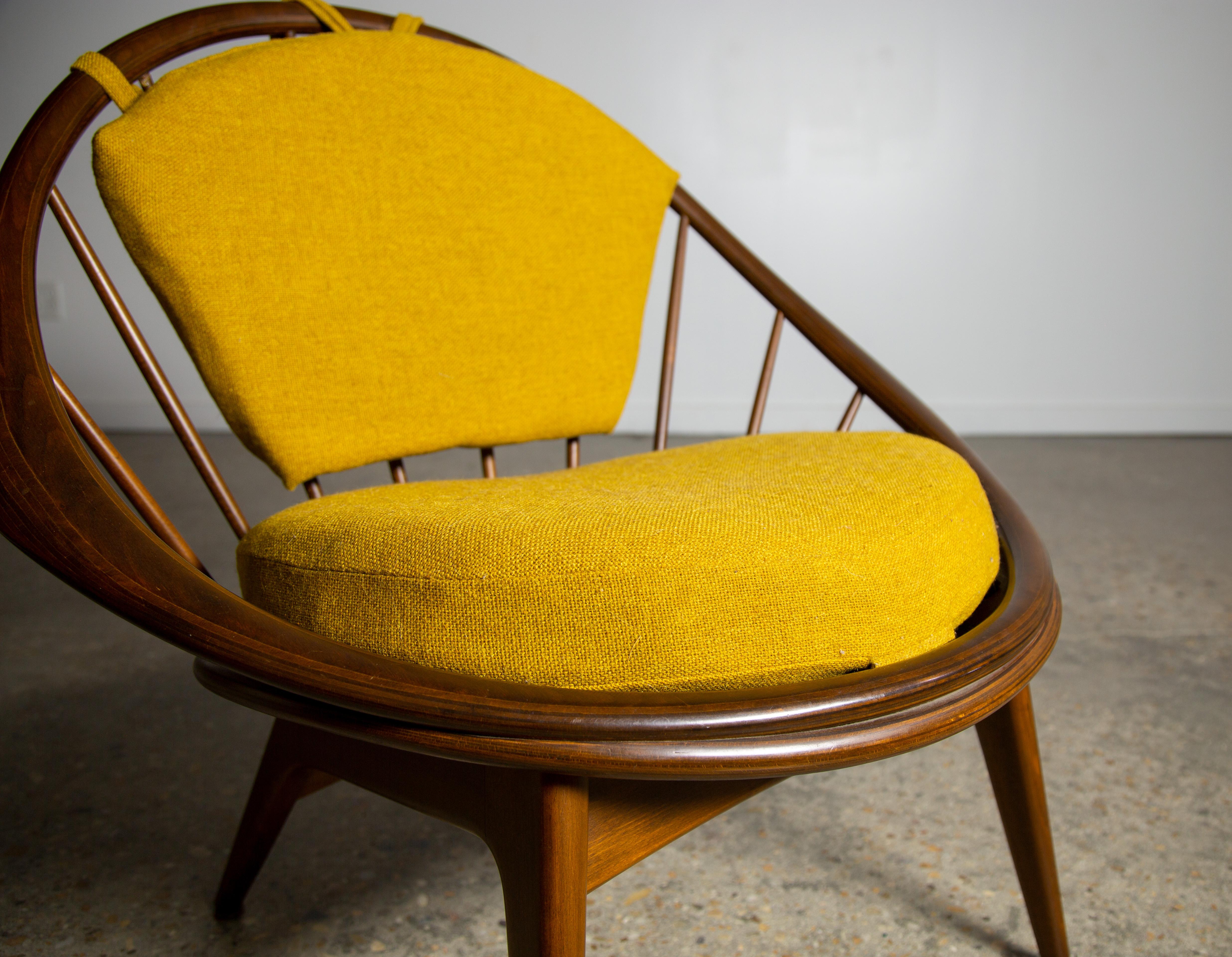 1960s Ib Kofod Larsen Hoop Chair for Selig in Birch and Danish Wool In Good Condition In Virginia Beach, VA