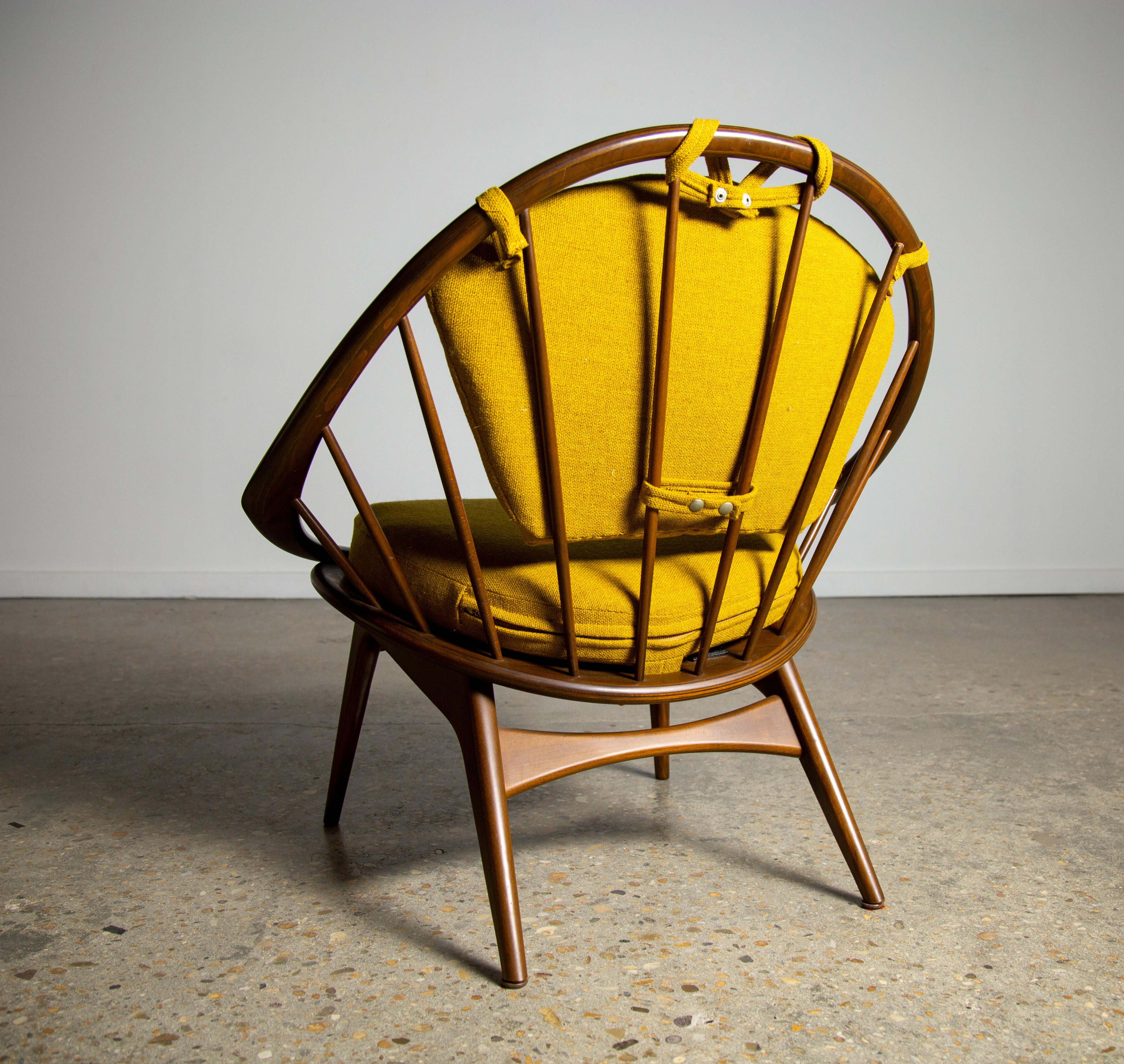 1960s Ib Kofod Larsen Hoop Chair for Selig in Birch and Danish Wool In Good Condition In St.Petersburg, FL