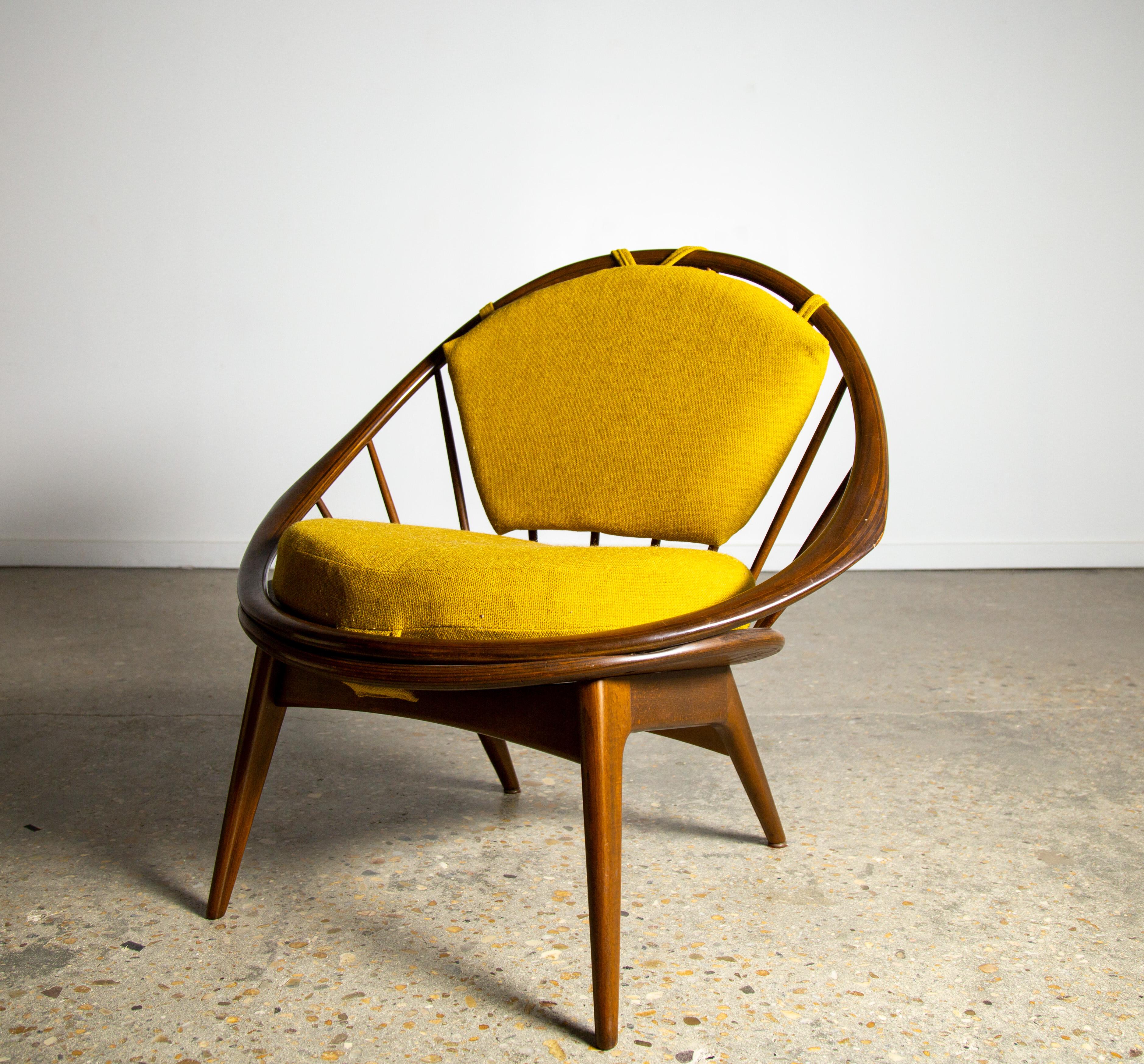 Mid-20th Century 1960s Ib Kofod Larsen Hoop Chair for Selig in Birch and Danish Wool