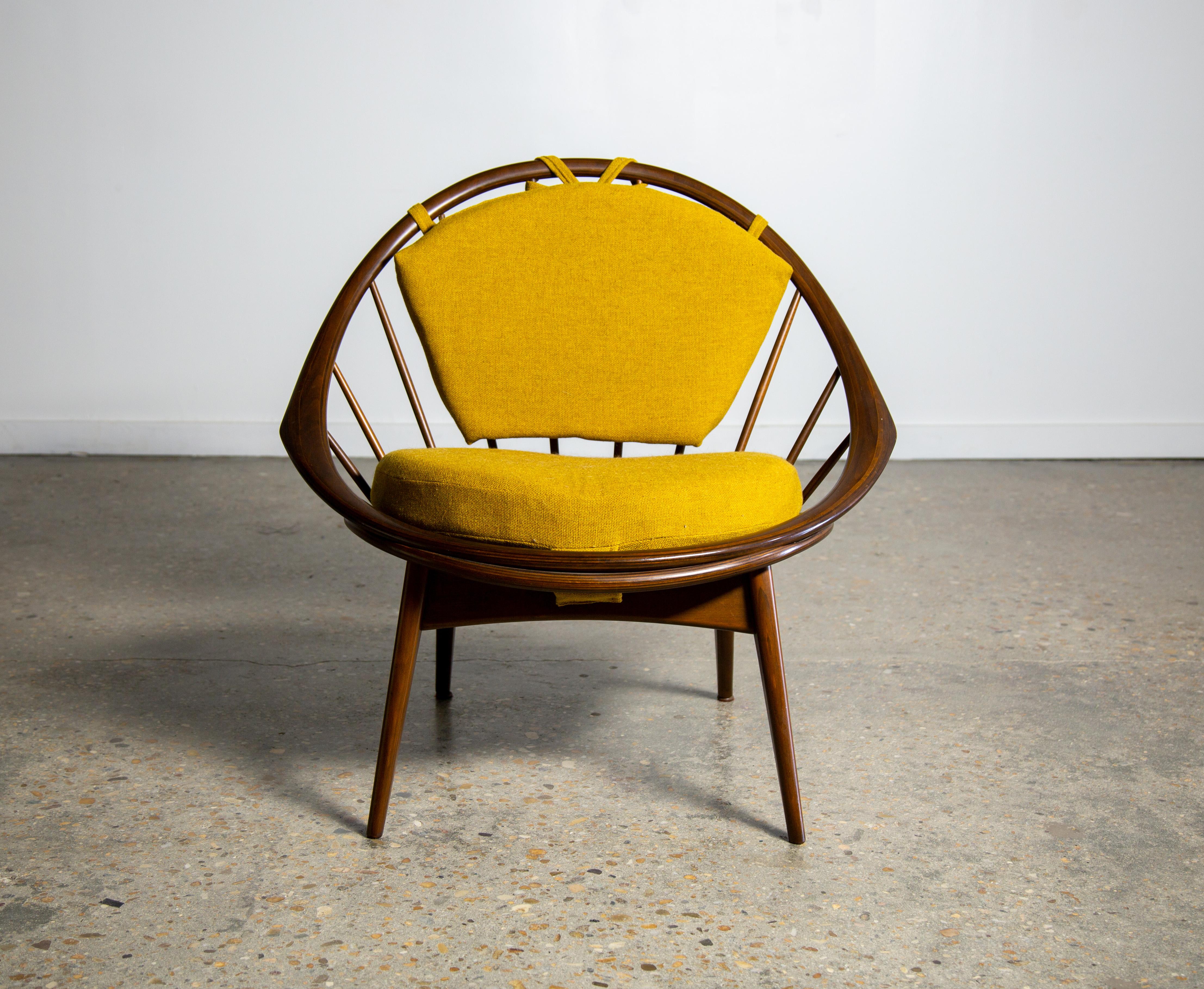 1960s Ib Kofod Larsen Hoop Chair for Selig in Birch and Danish Wool 4