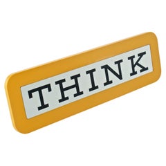 IBM gelbes THINK-Schreibtischplakat:: Werbeschild:: Grafikdesign:: wie Paul Rand:: 1960er Jahre