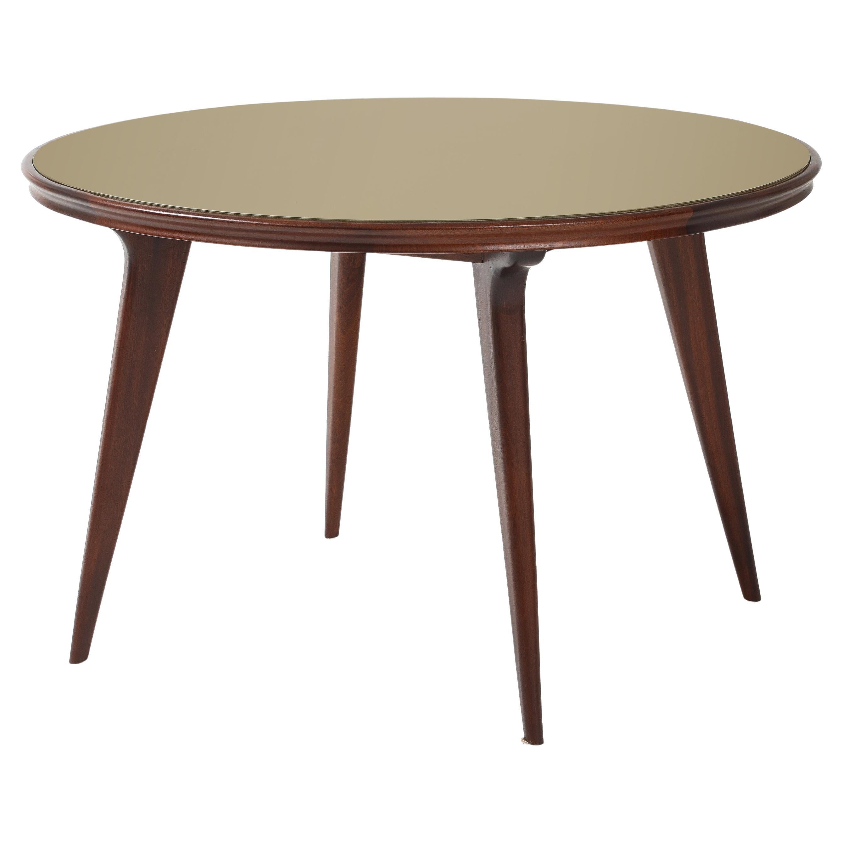 1960's Ico Parisi Style Modernist Round Walnut Dining