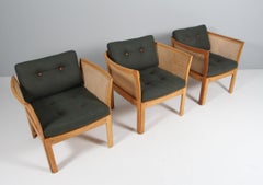 1960s Illum Wikkelsø Plexus Lounge Chairs in Oak and wool, CFC Silkeborg