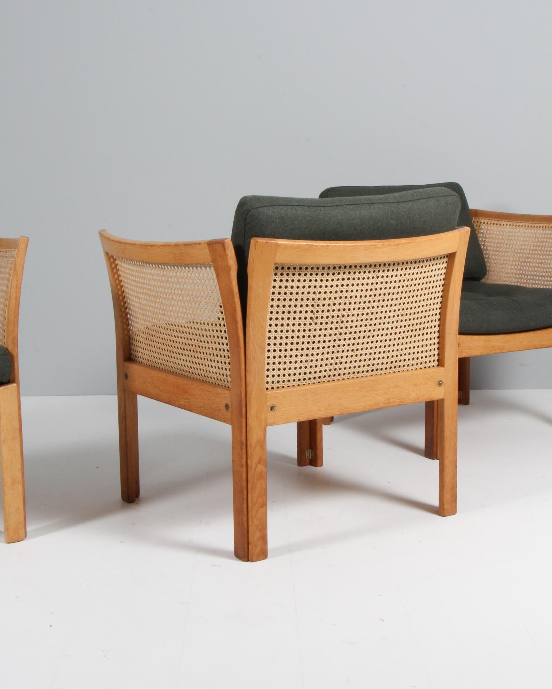 Wool 1960s Illum Wikkelsø Plexus Lounge Chairs in Oak and wool, CFC Silkeborg