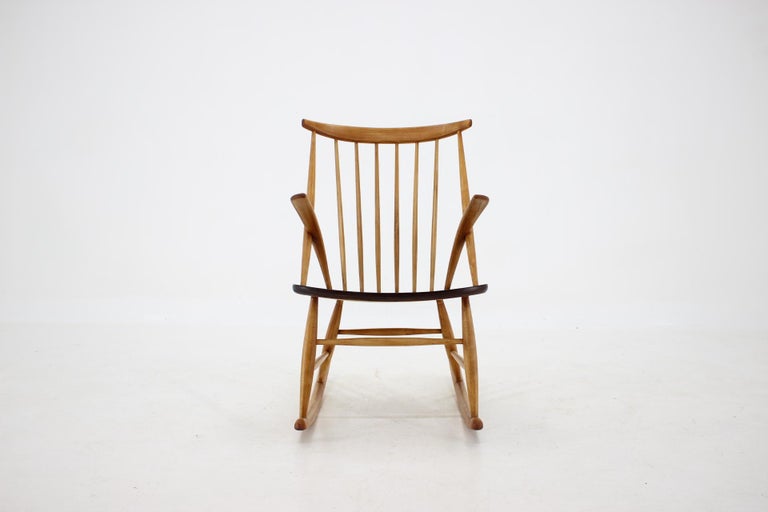 1960s Illum Wikkelsø Rocking Chair for Niels Eilersen, Denmark at 1stDibs