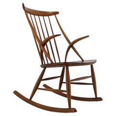 1960s Illum Wikkelso Gyngestol No. 3 Rocking Chair for Niels Eilersen, 2 items a