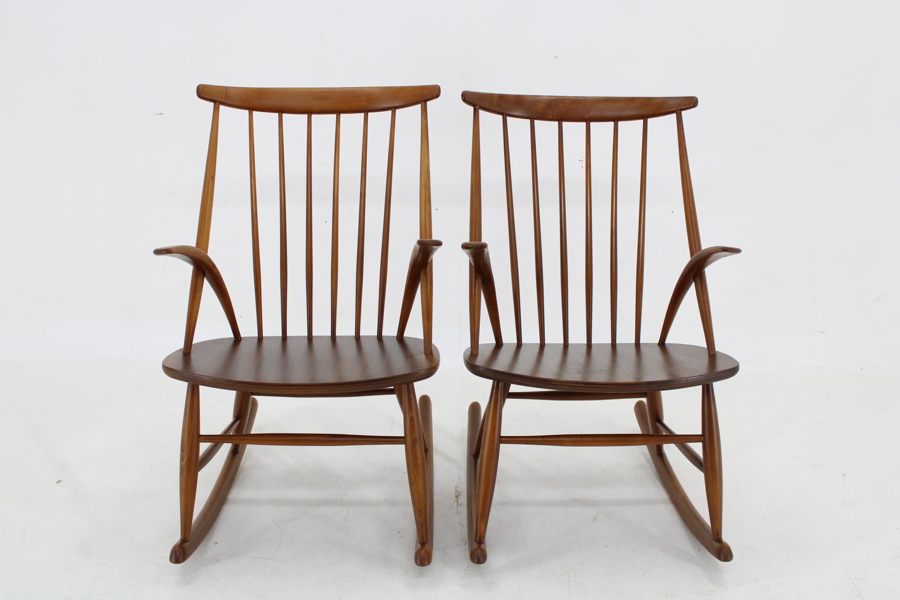 Danish 1960s Illum Wikkelso Gyngestol No. 3 Rocking Chair for Niels Eilersen, 2 items a For Sale