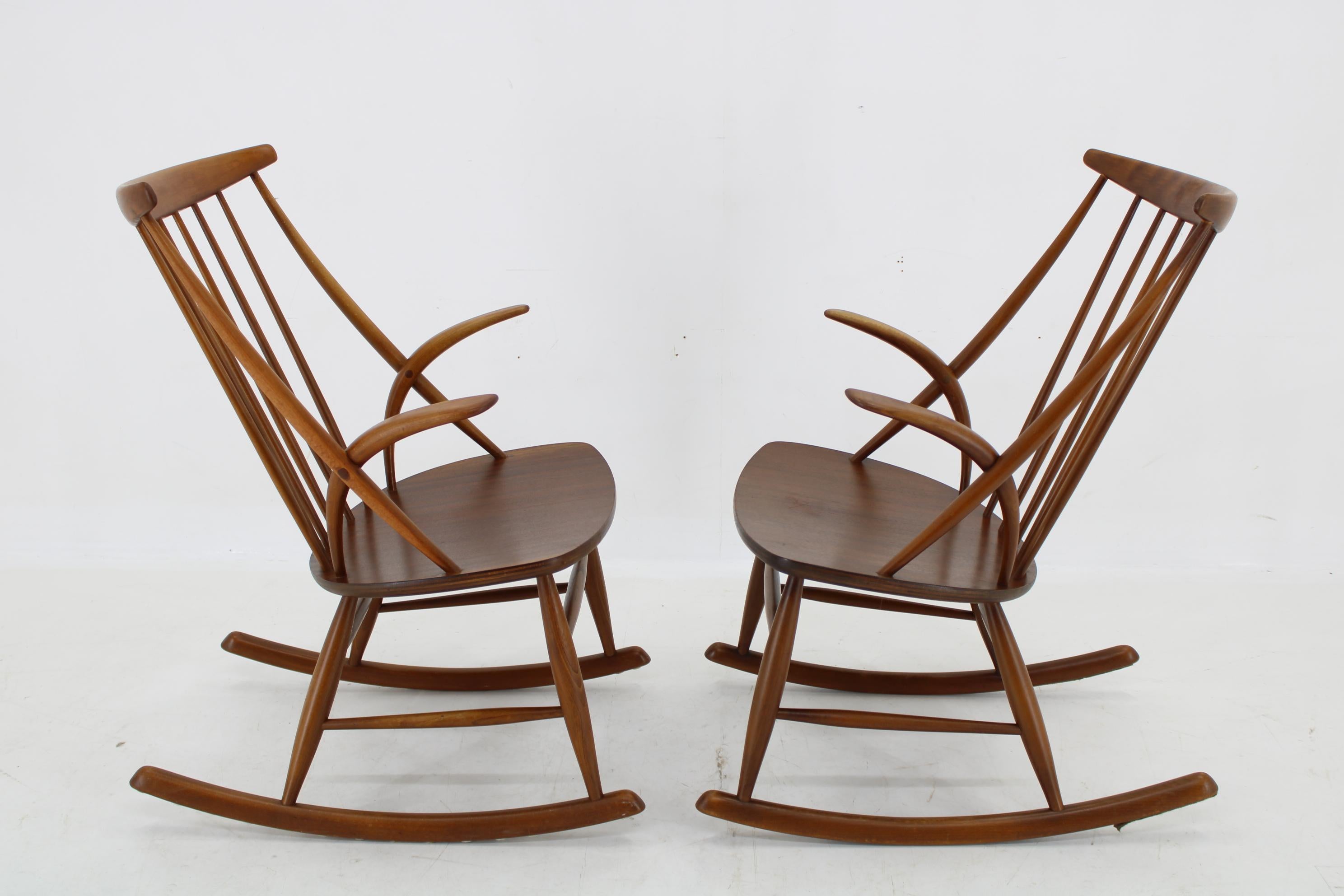 Mid-20th Century 1960s Illum Wikkelso Gyngestol No. 3 Rocking Chair for Niels Eilersen, 2 items a For Sale