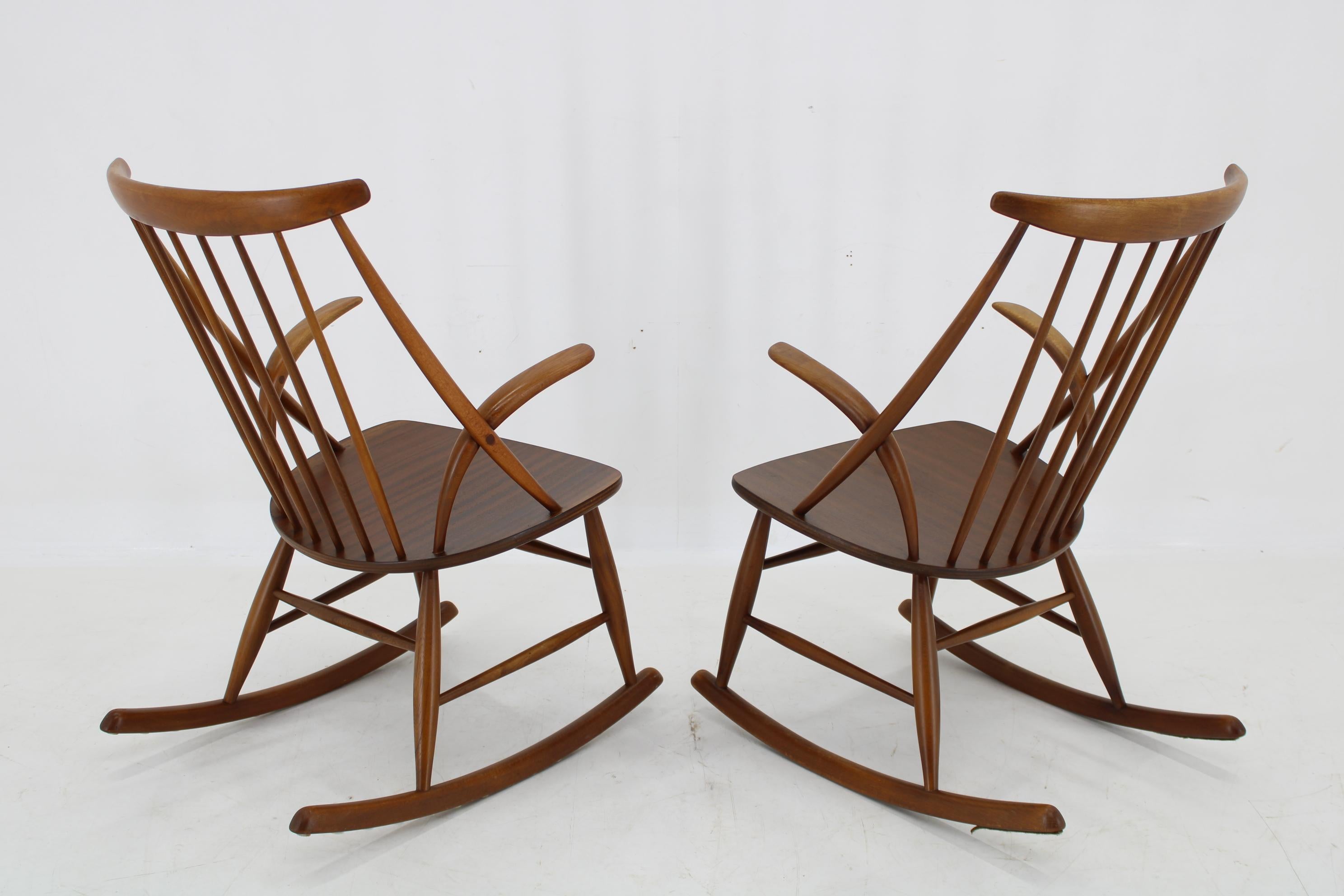 Wood 1960s Illum Wikkelso Gyngestol No. 3 Rocking Chair for Niels Eilersen, 2 items a For Sale