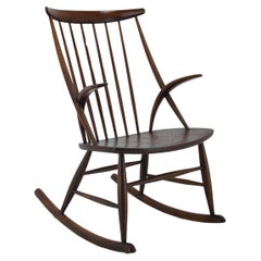 Vintage 1960s Illum Wikkelso Gyngestol No. 3 Rocking Chair for Niels Eilersen, Denmark