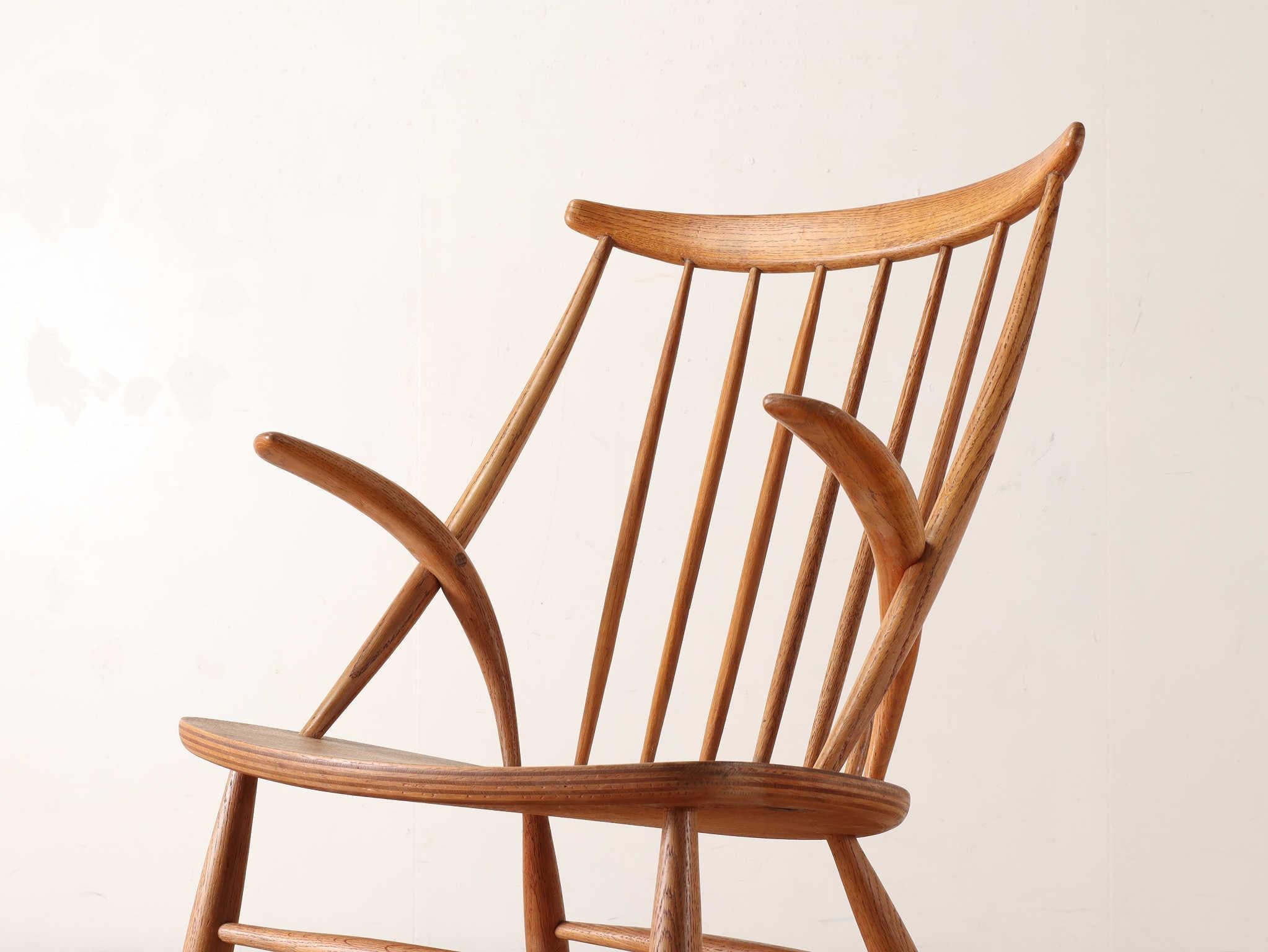 Oak 1960s Illum Wikkelso Rocking Chair for Niels Eilersen