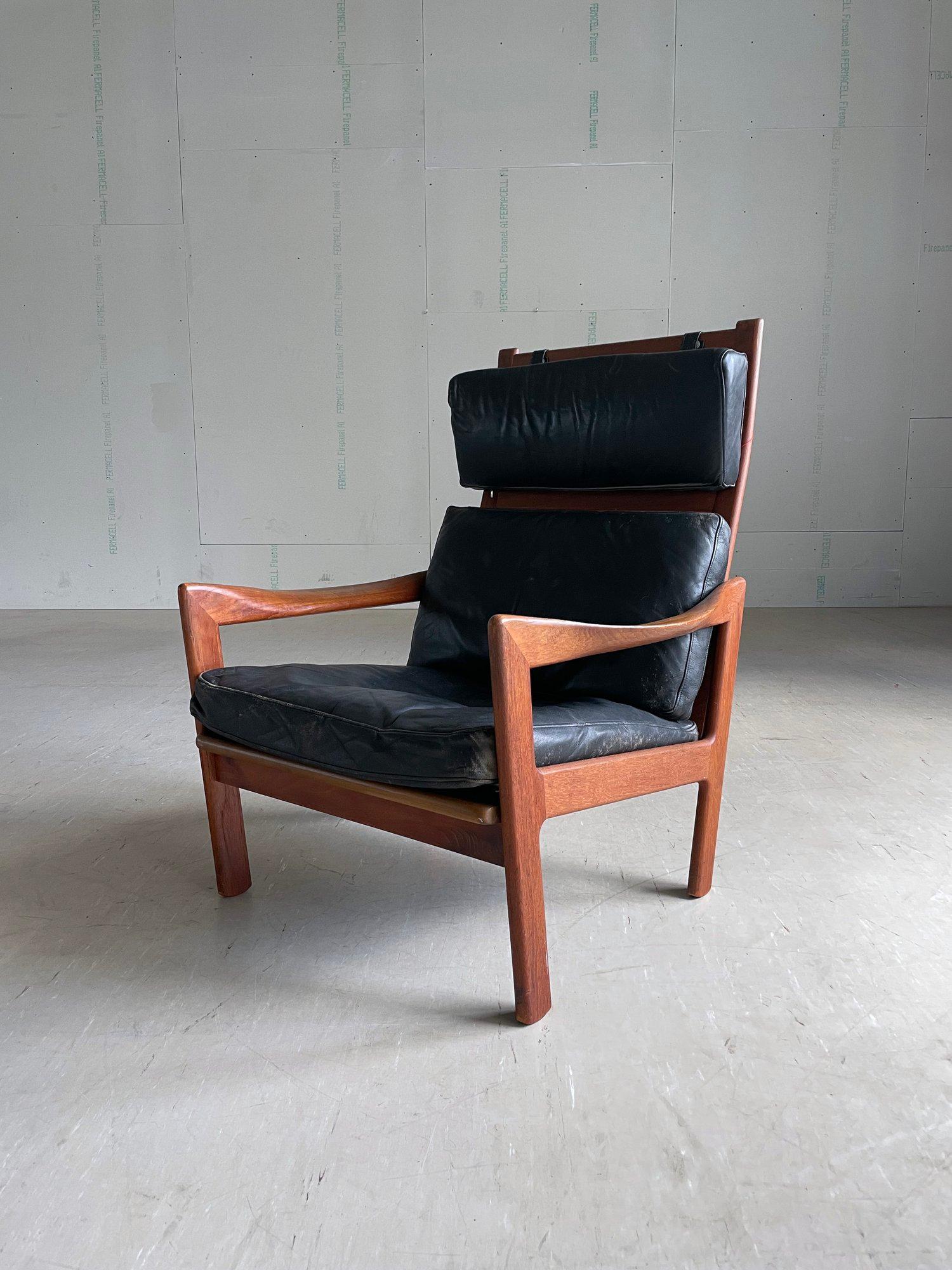 Chaise longue en teck et cuir ILLUM WIKKELSO, 1960 - Niels Eilersen, Danemark en vente 3