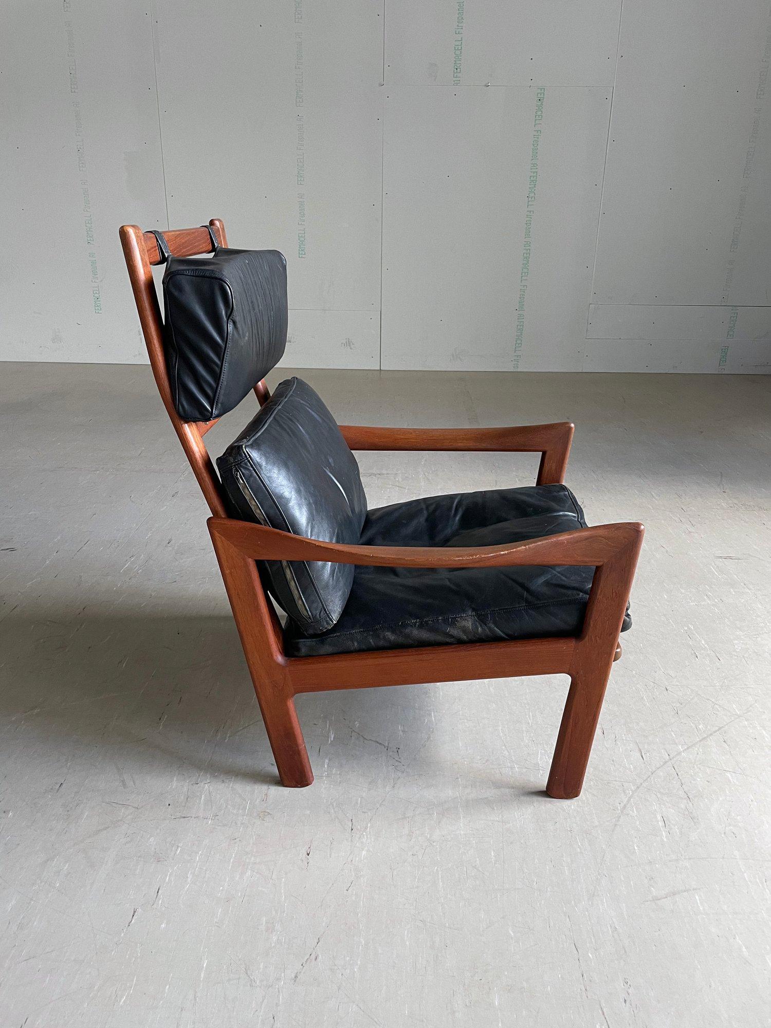 Chaise longue en teck et cuir ILLUM WIKKELSO, 1960 - Niels Eilersen, Danemark en vente 4