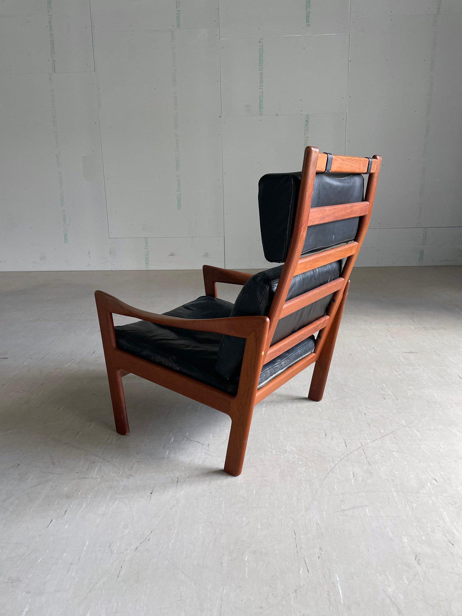 Chaise longue en teck et cuir ILLUM WIKKELSO, 1960 - Niels Eilersen, Danemark en vente 2