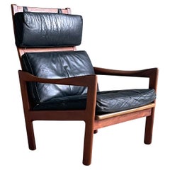 1960's ILLUM WIKKELSO Teak & Leather Lounge Chair - Niels Eilersen, Denmark