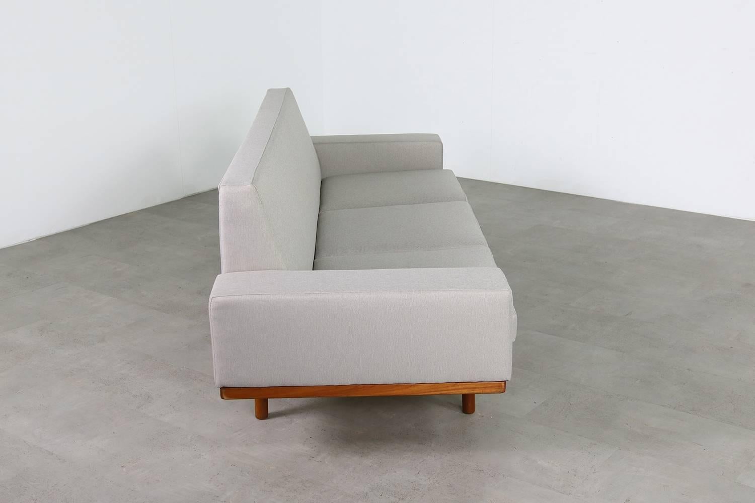 Mid-Century Modern 1960s Illum Wikkelso Teak Lounge Sofa Model 50-3 Soren Willadsen Danish Modern For Sale