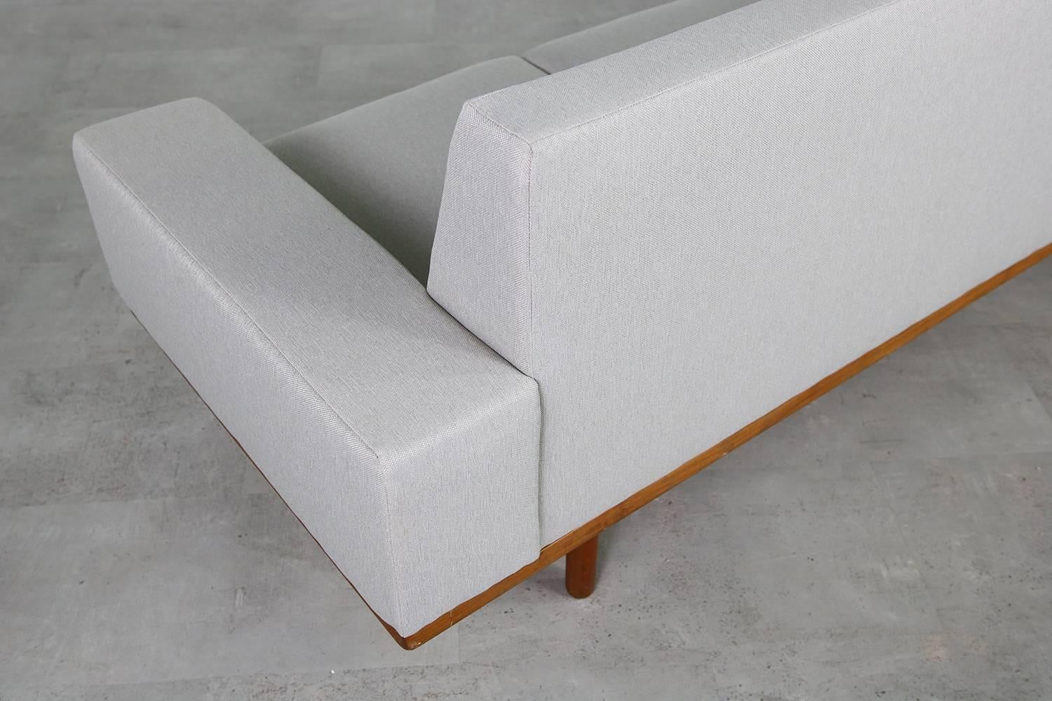 Fabric 1960s Illum Wikkelso Teak Lounge Sofa Model 50-3 Soren Willadsen Danish Modern For Sale