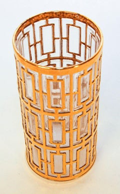 1960s Imperial Glass Shoji Barware Gold Collectible Single High Ball Glassware