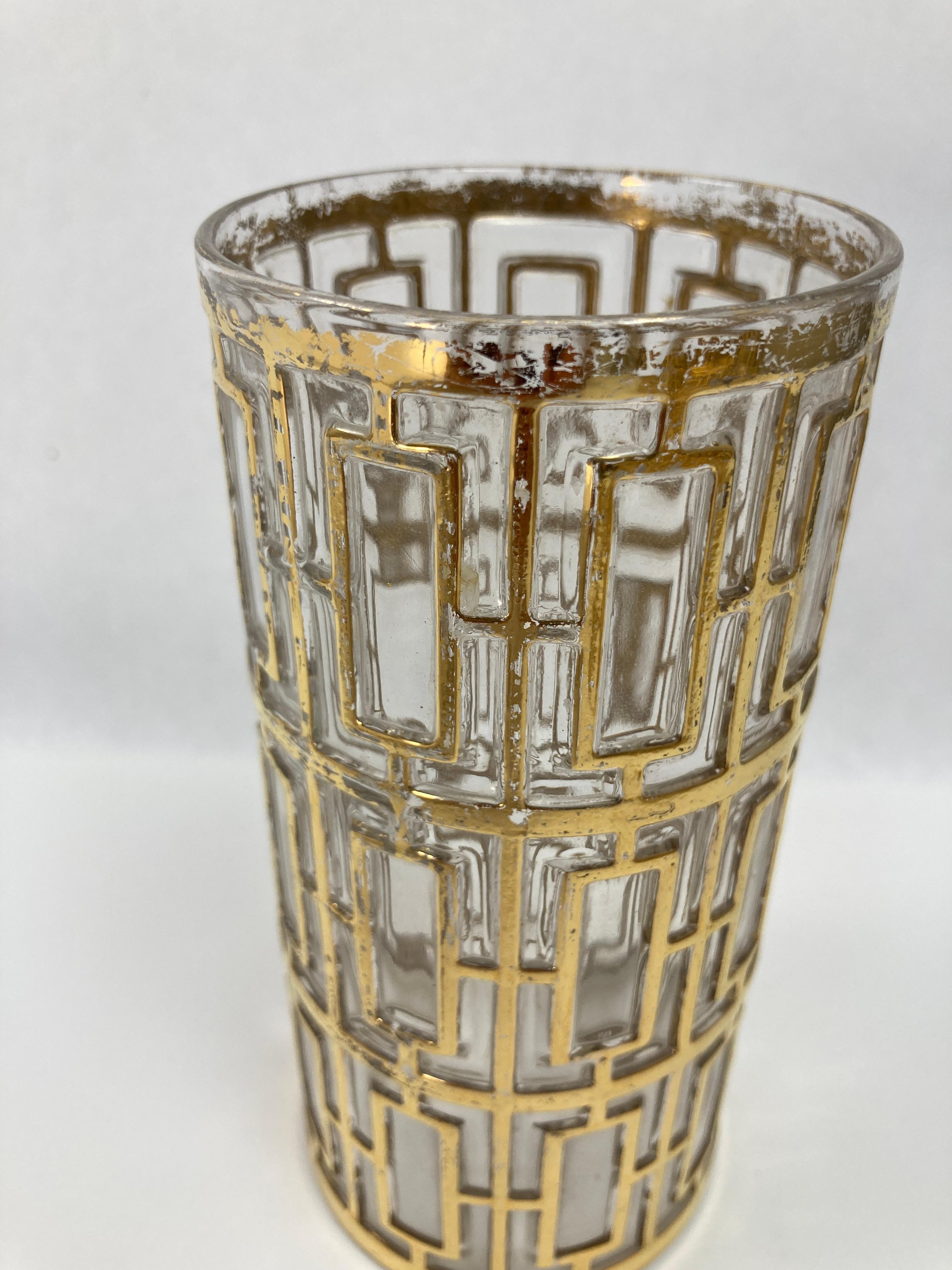 1960er Imperial Glass Shoji Barware Gold Sammlerstücke Single High Ball Glaswaren (Hollywood Regency) im Angebot