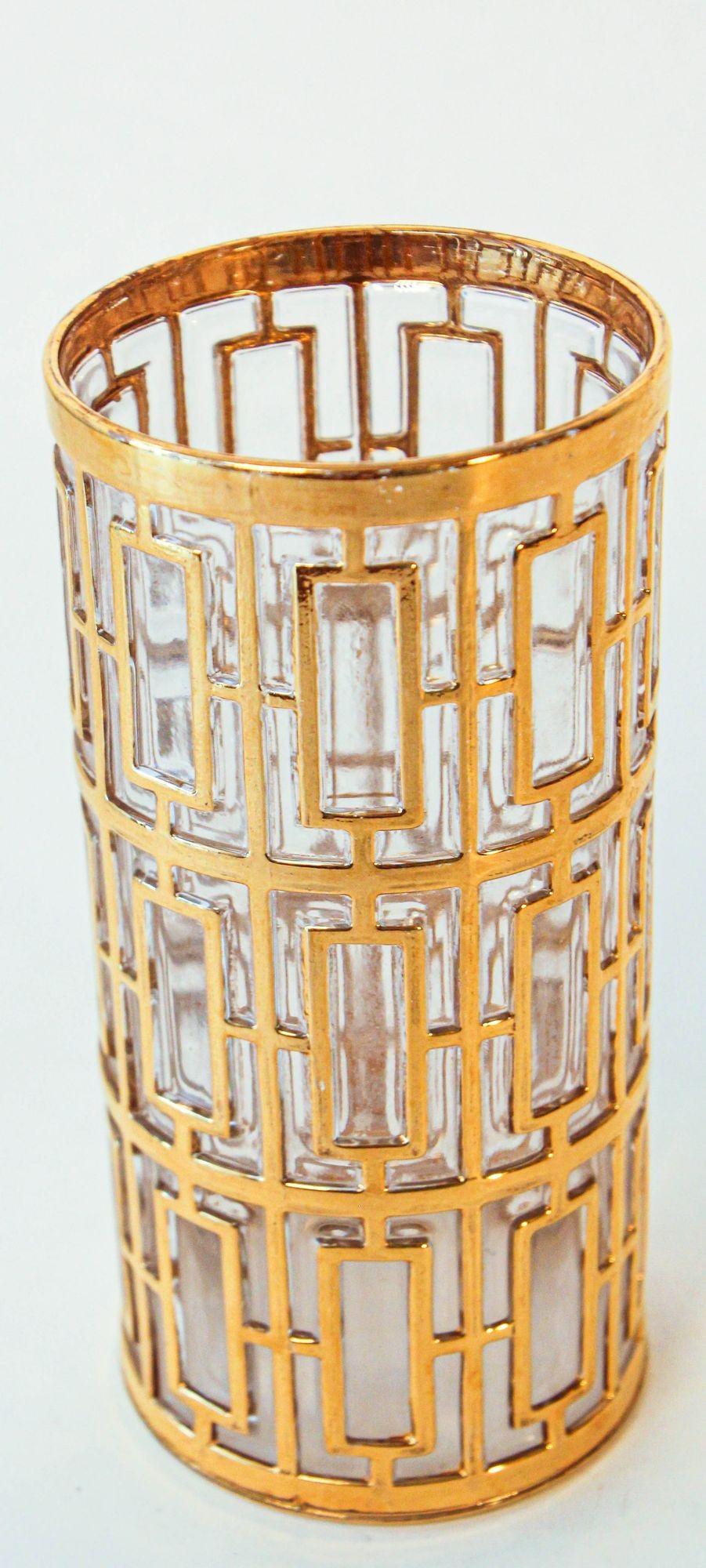 American 1960s Imperial Glass Shoji Barware Gold Collectible Single High Ball Glassware