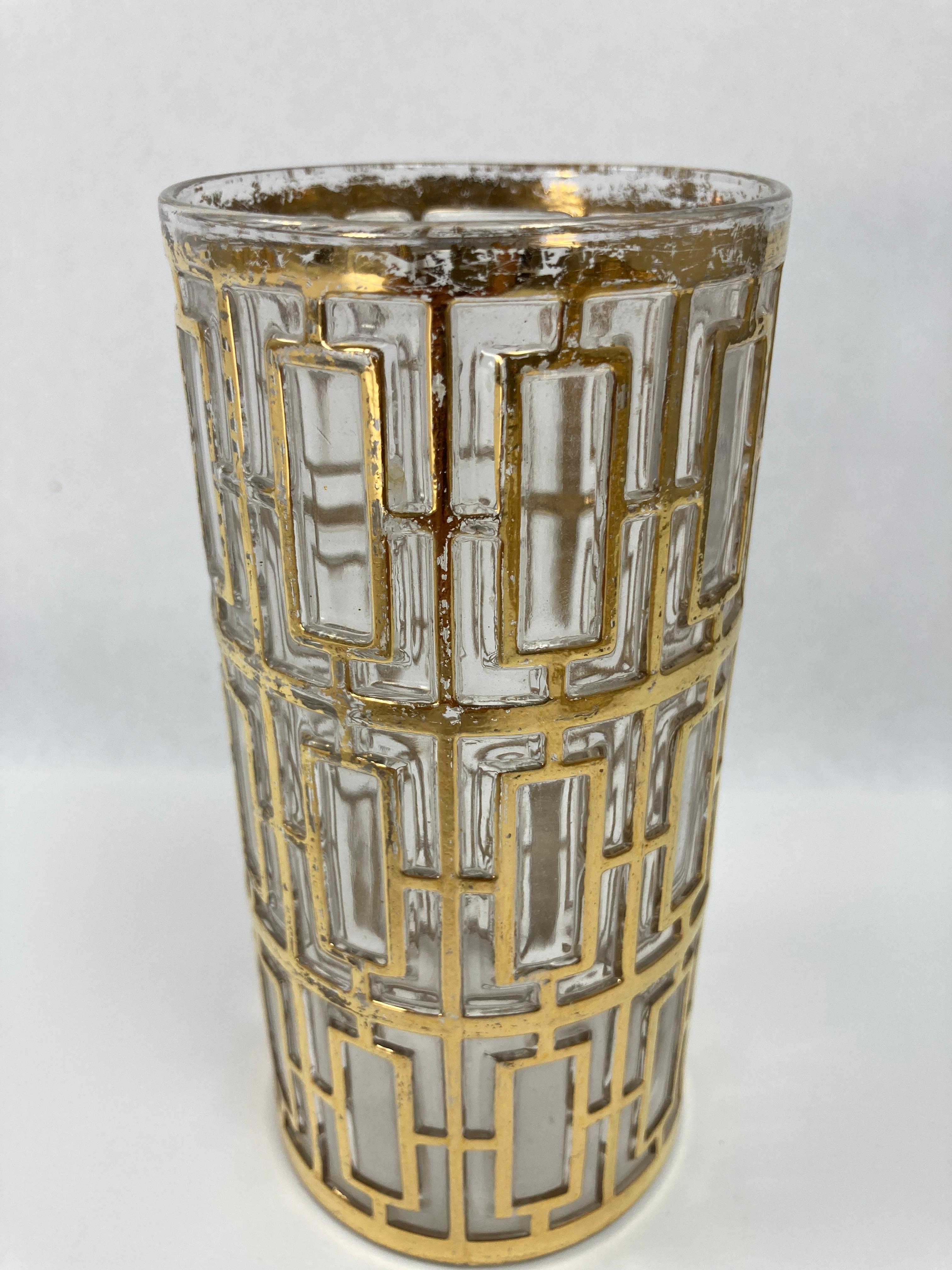 1960er Imperial Glass Shoji Barware Gold Sammlerstücke Single High Ball Glaswaren (amerikanisch) im Angebot