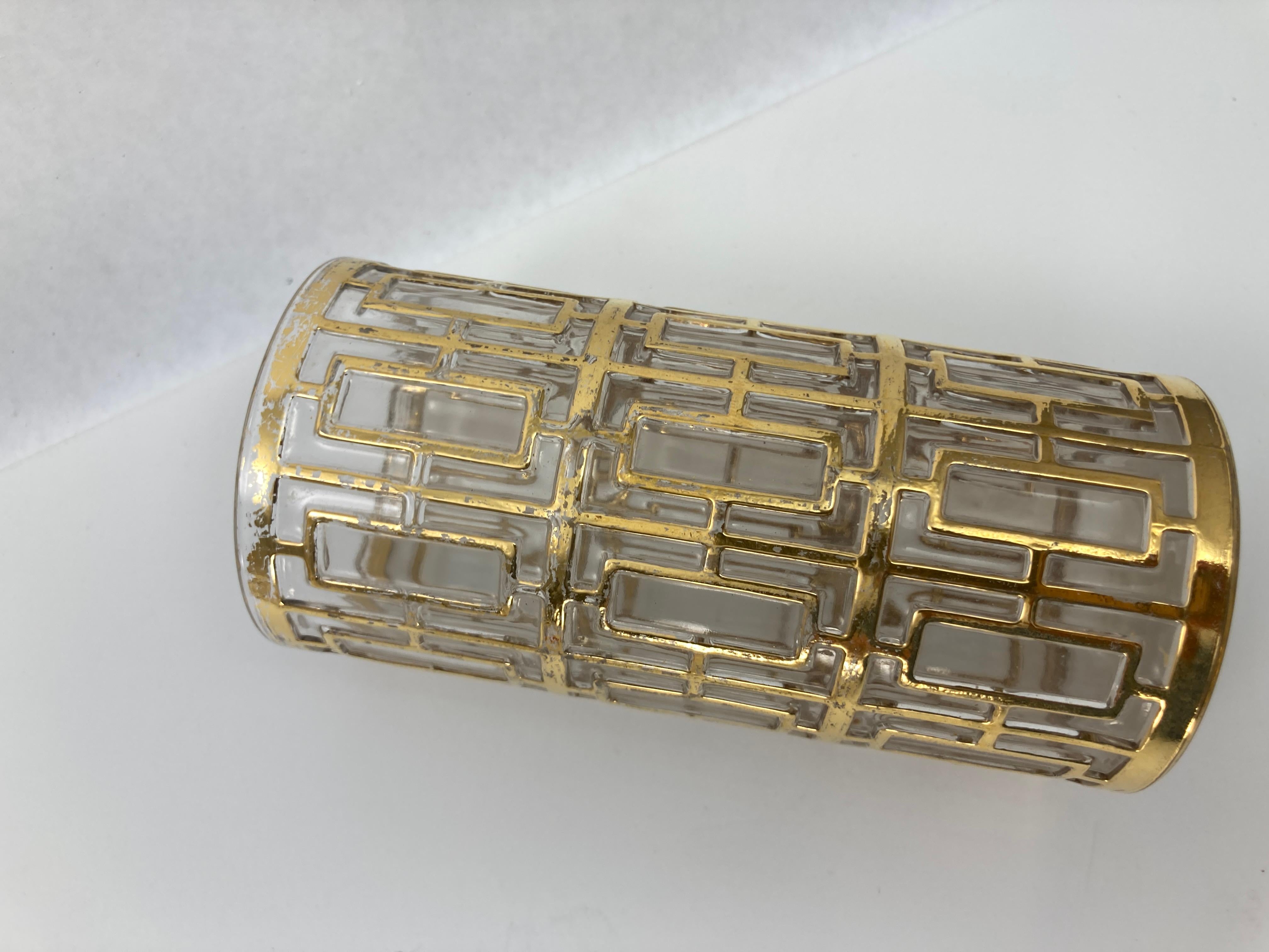 American 1960s Imperial Glass Shoji Barware Gold Collectible Single High Ball Glassware For Sale
