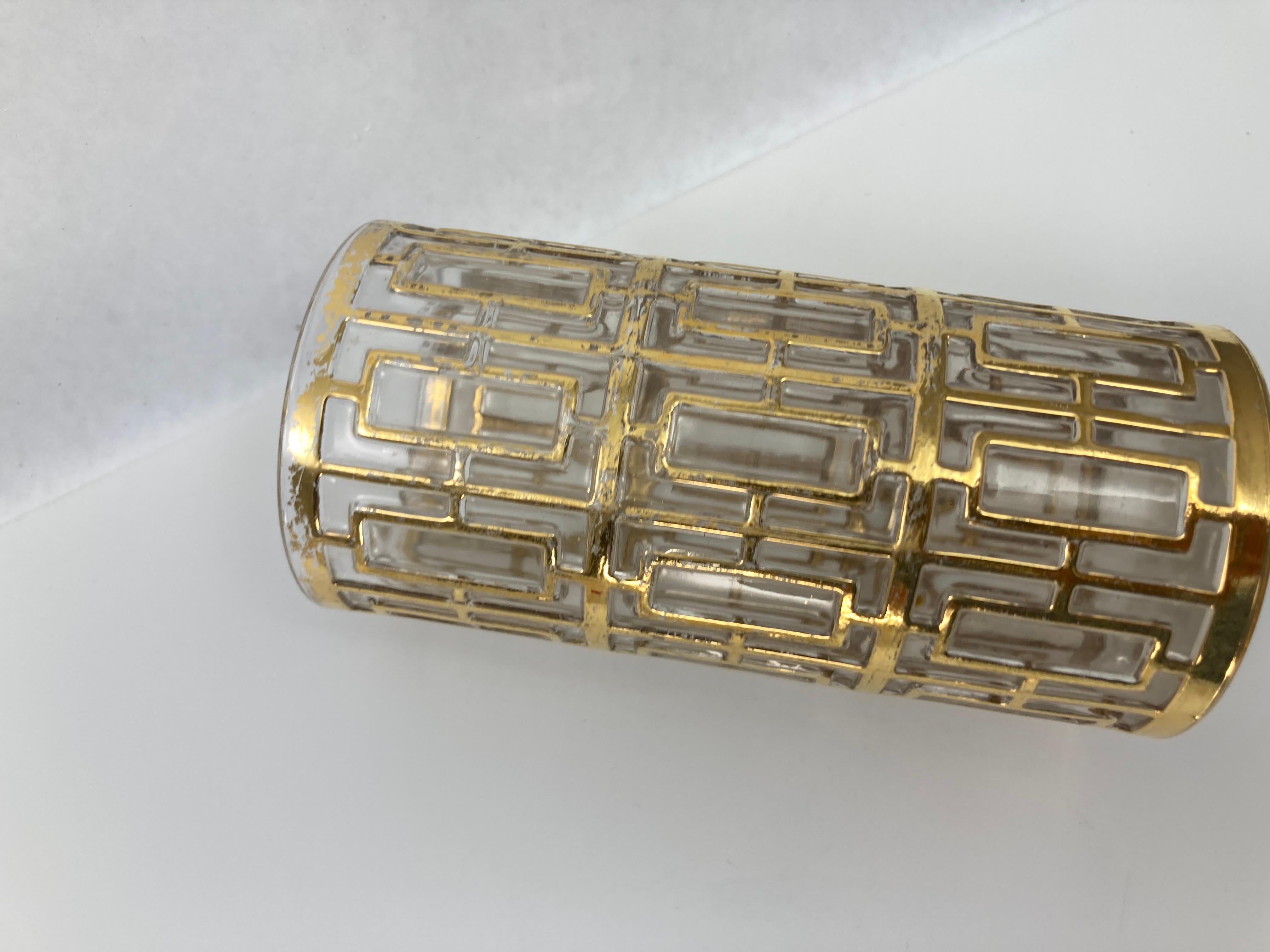 1960er Imperial Glass Shoji Barware Gold Sammlerstücke Single High Ball Glaswaren (20. Jahrhundert) im Angebot