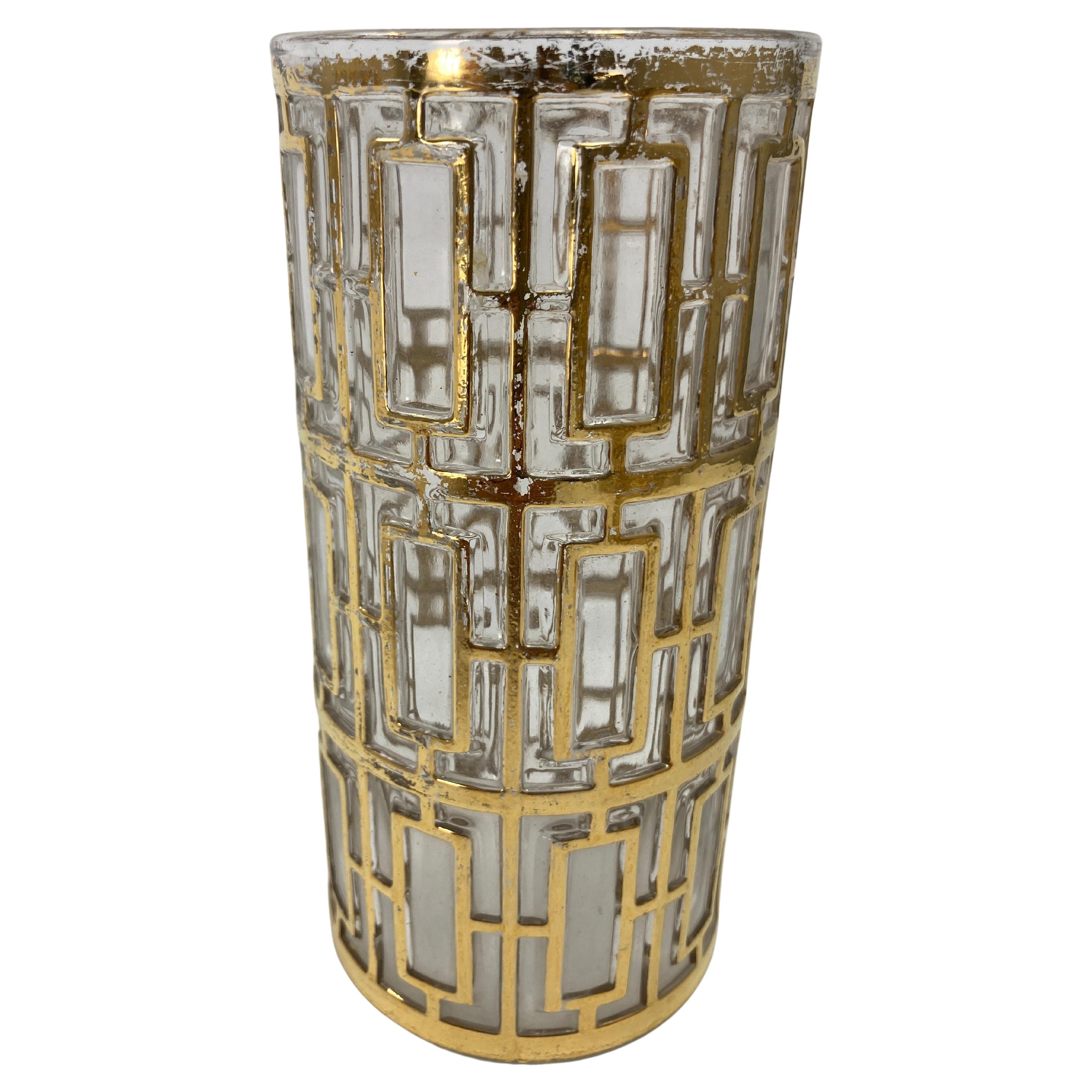 1960s Imperial Glass Shoji Barware Gold Collectible Single High Ball Glassware