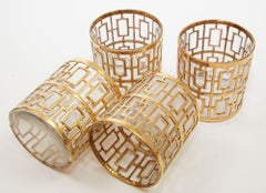 1960s Imperial Shoji Gold Rock Glasses Set of 4 Collectible Barware