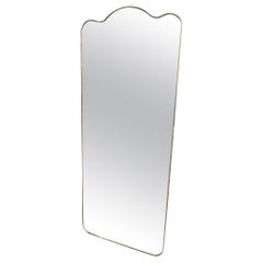 1960s Imposing Italian Brass Mirror, Princess Curved Top