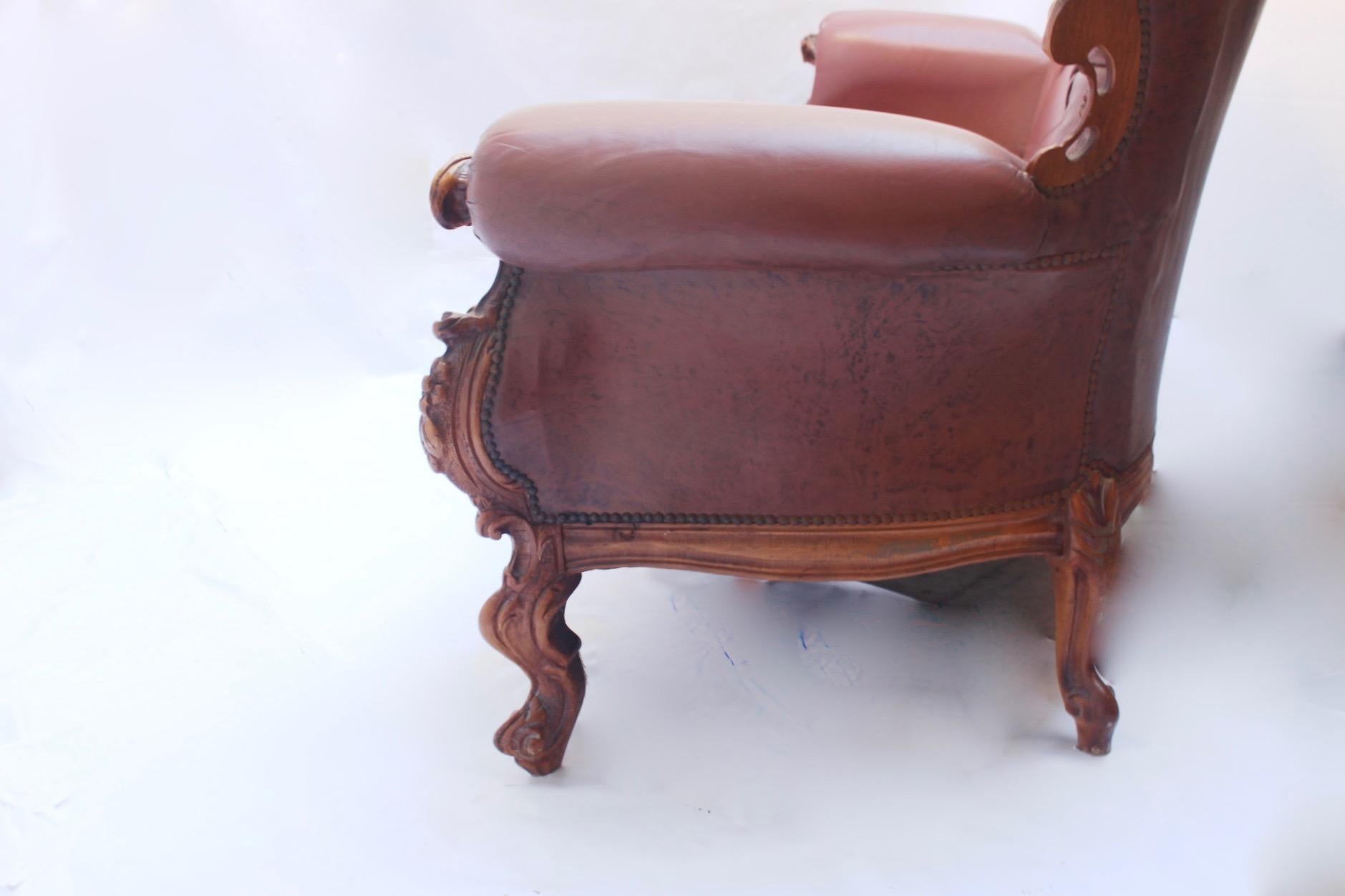 Midcentury Louis XV Rococo Capitonné Leather Canapé/Sofa/Couch by Mariano García For Sale 9