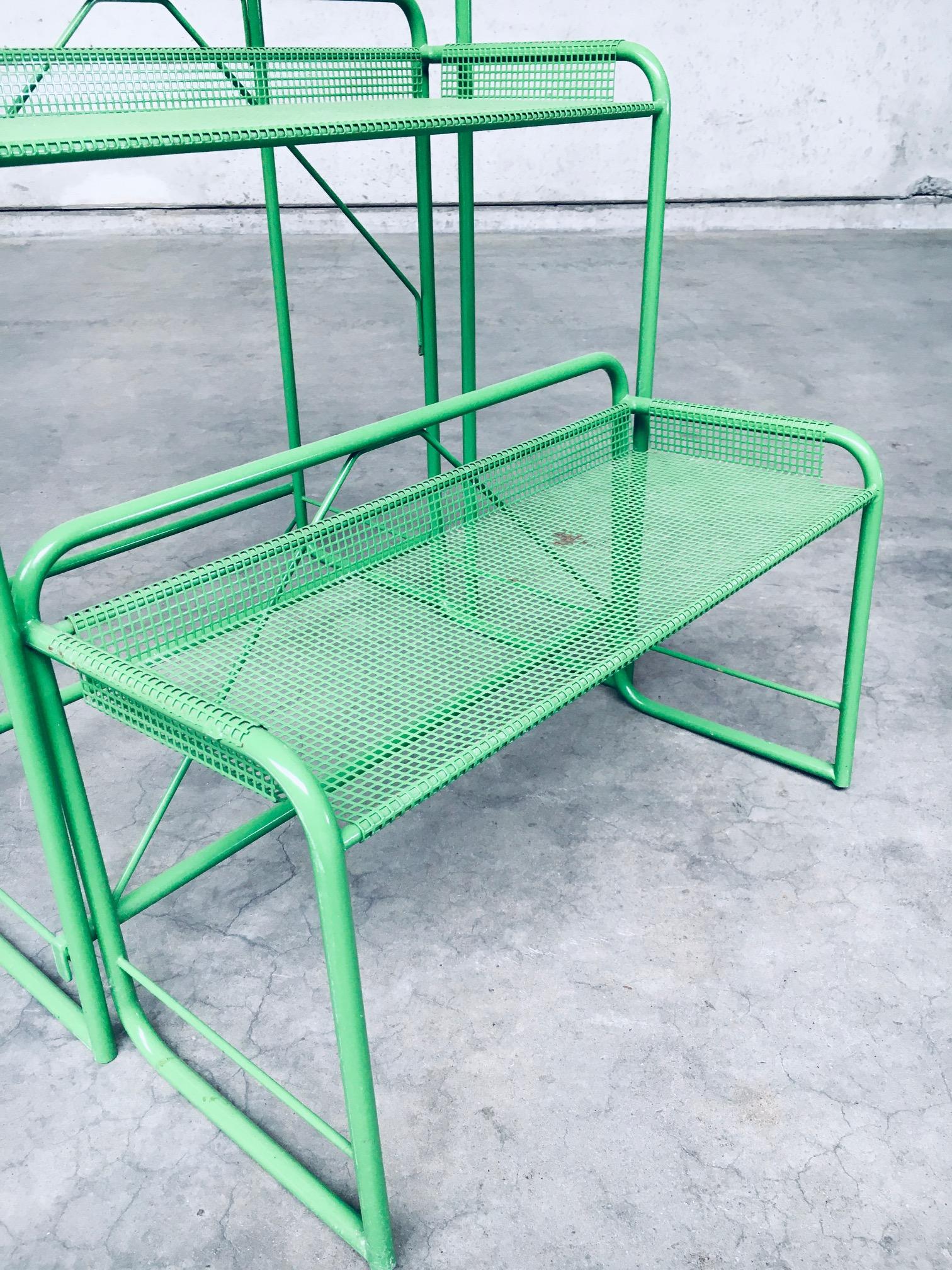 1960's Industrial Design Green Perforated Metal Plant Stand 5