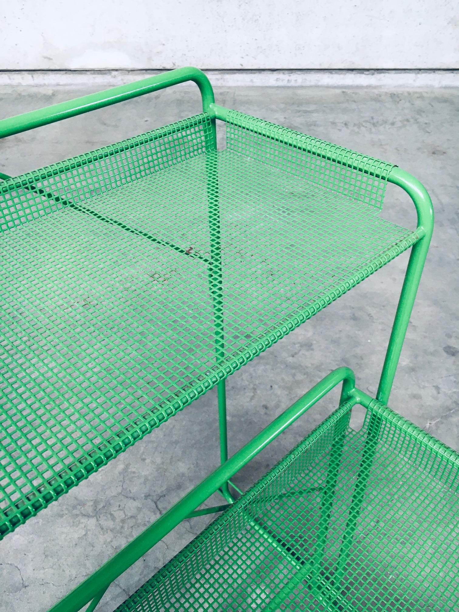 1960's Industrial Design Green Perforated Metal Plant Stand 6