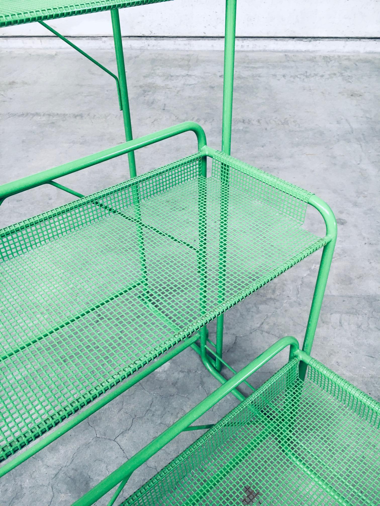 1960's Industrial Design Green Perforated Metal Plant Stand 7