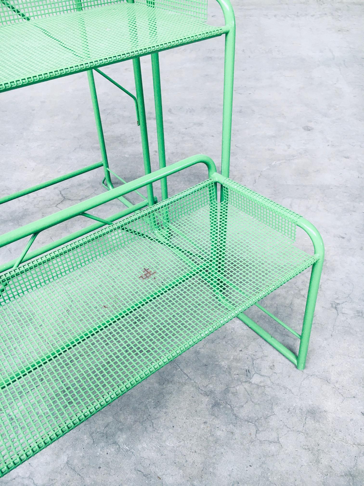 1960's Industrial Design Green Perforated Metal Plant Stand 8