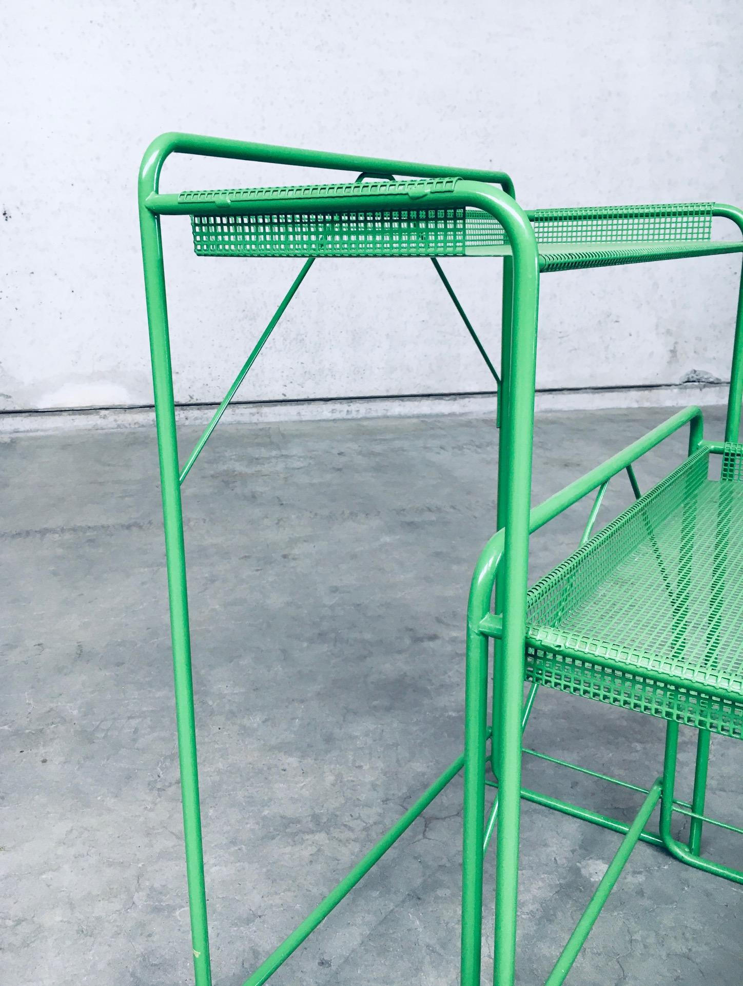 1960's Industrial Design Green Perforated Metal Plant Stand 9
