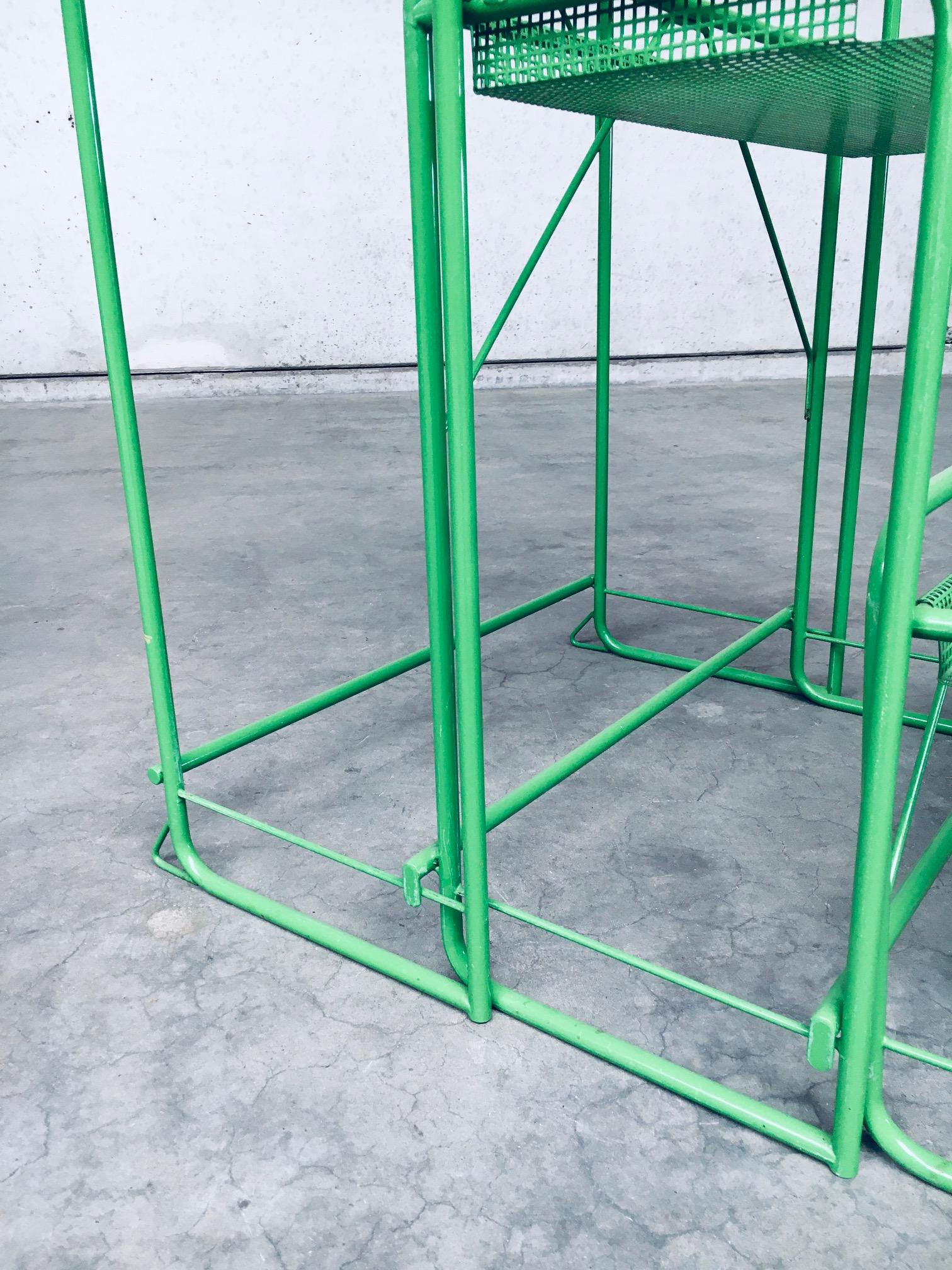 1960's Industrial Design Green Perforated Metal Plant Stand 10