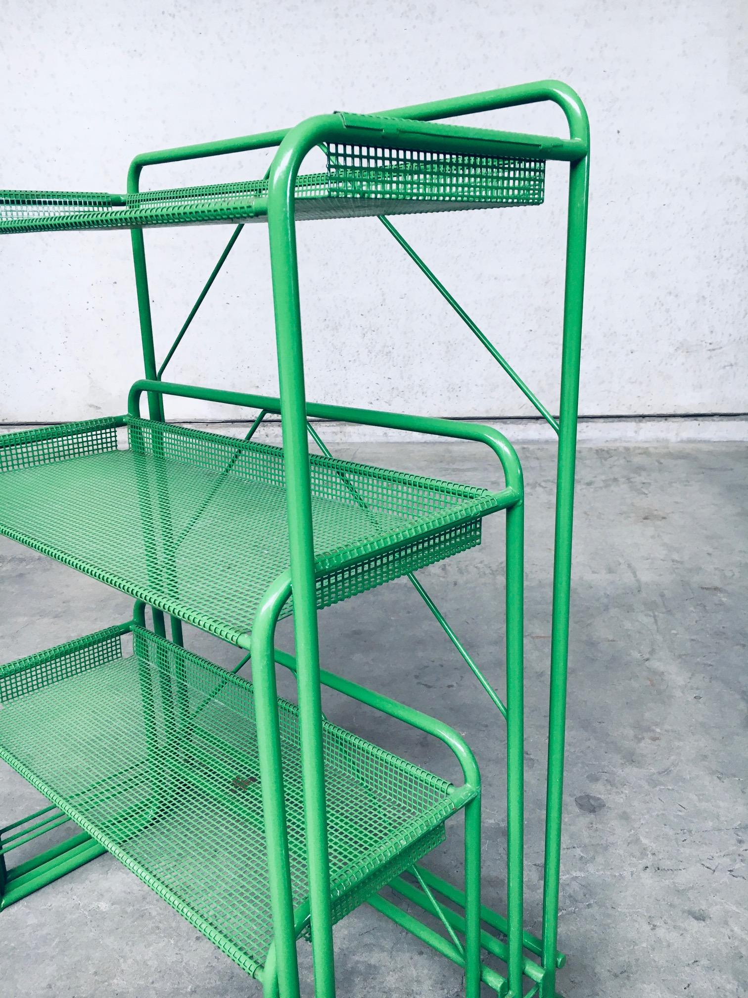 1960's Industrial Design Green Perforated Metal Plant Stand 12