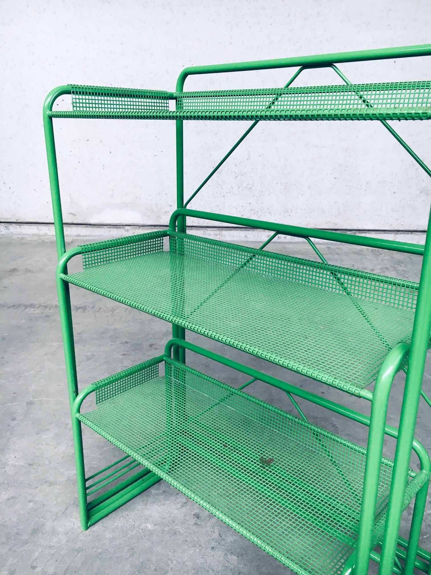 1960's Industrial Design Green Perforated Metal Plant Stand 13