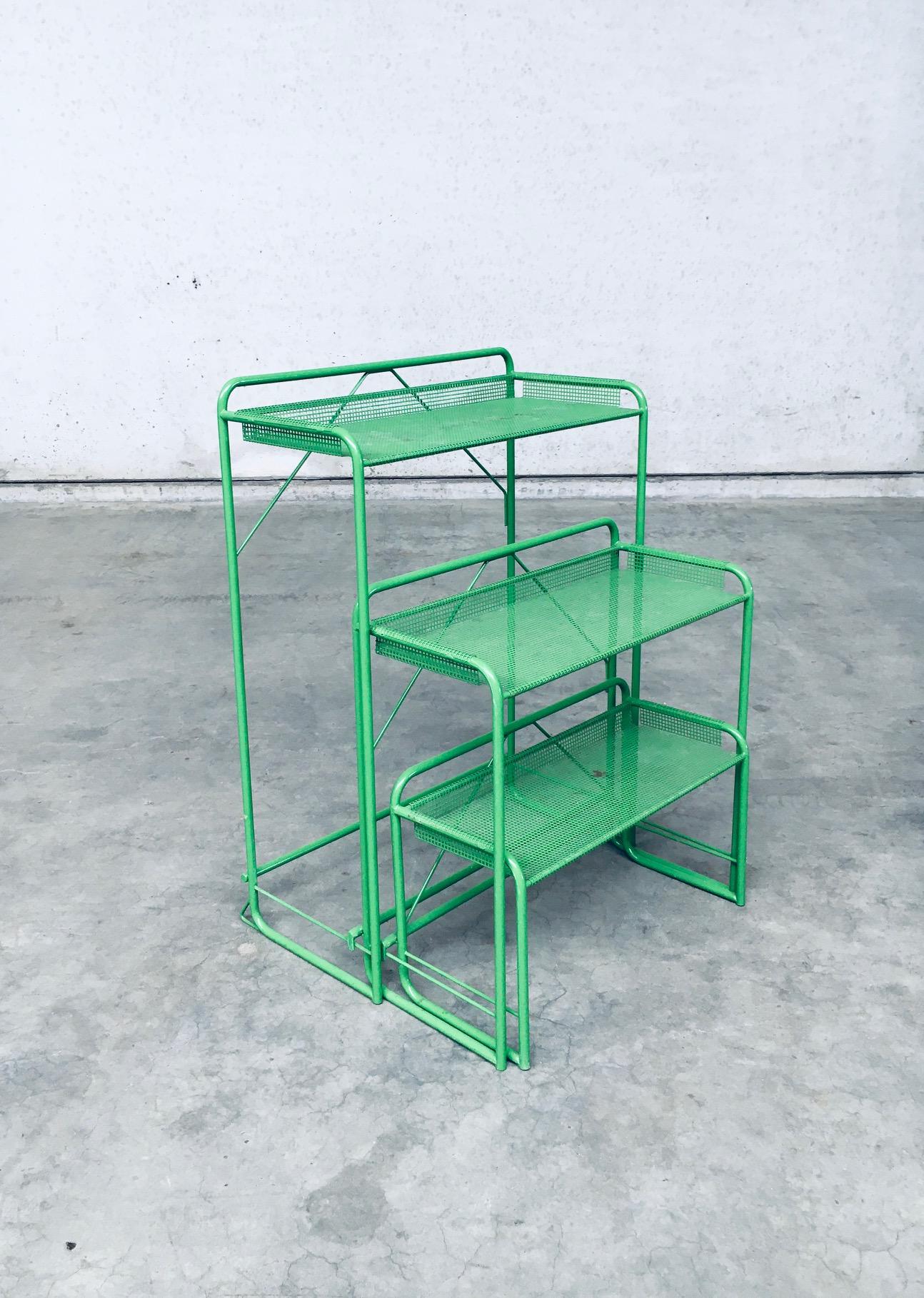 Mid-20th Century 1960's Industrial Design Green Perforated Metal Plant Stand