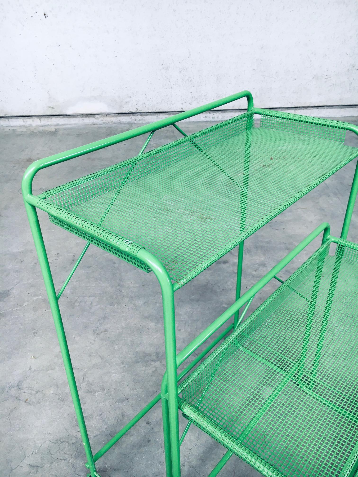 1960's Industrial Design Green Perforated Metal Plant Stand 3