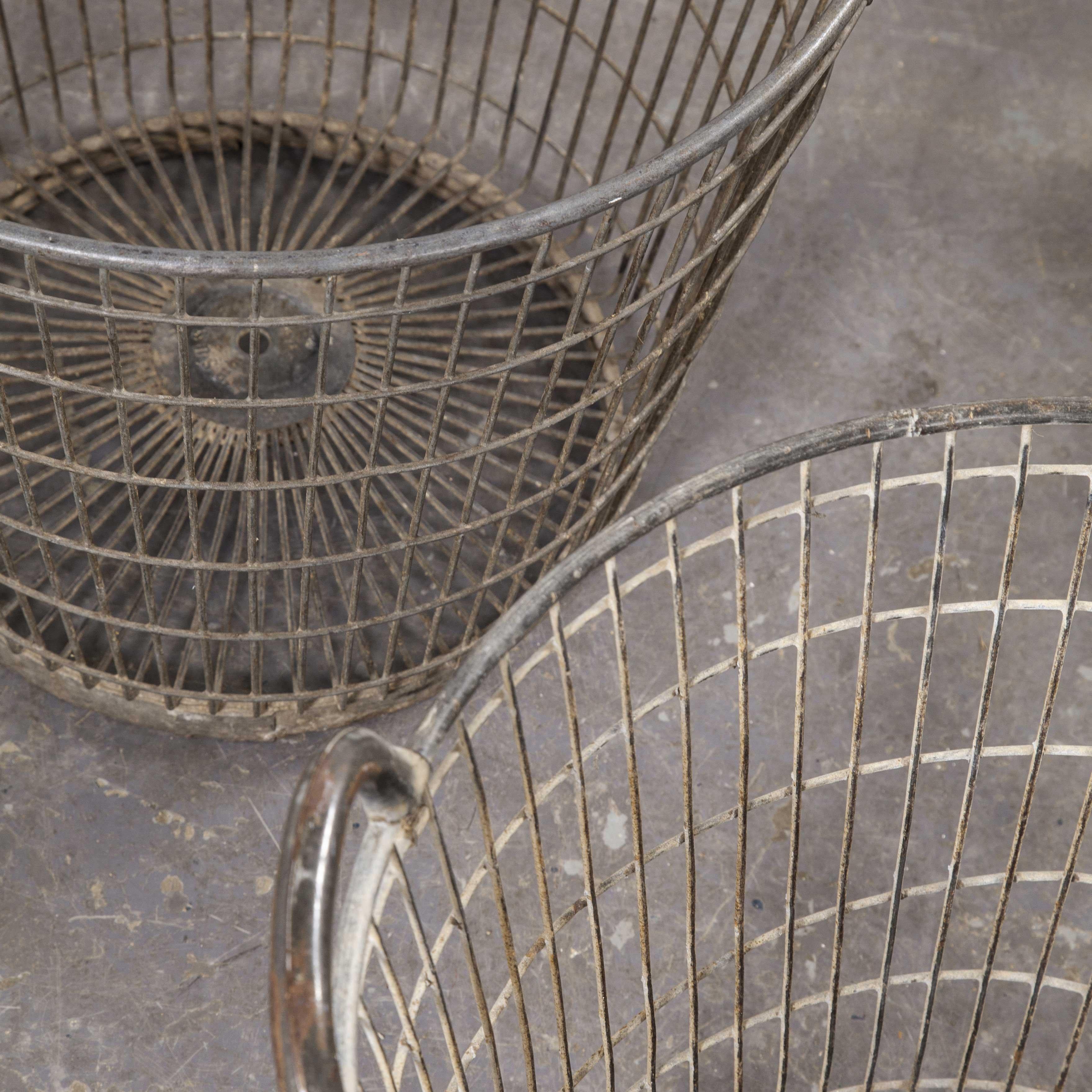 Metal 1960s Industrial French Potato Picking Baskets